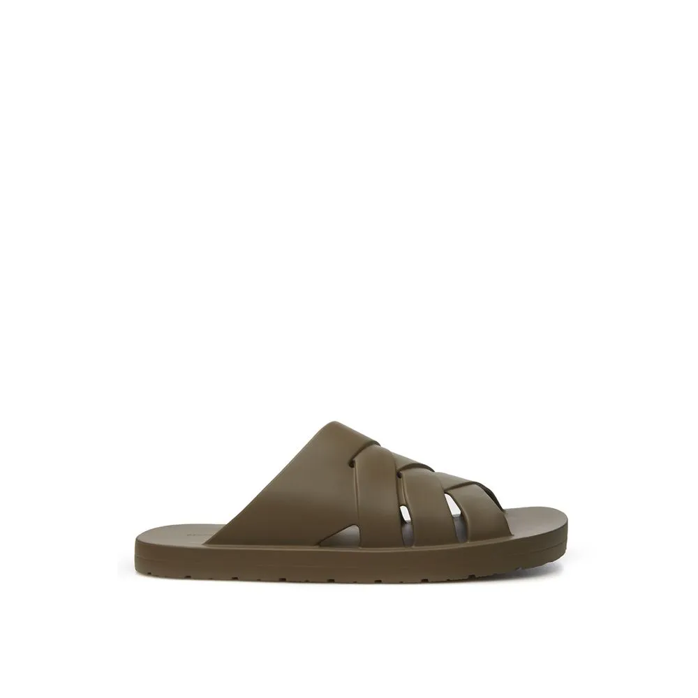 Bottega Veneta Men's Elevated Elegance in Brown Cotton Sandals