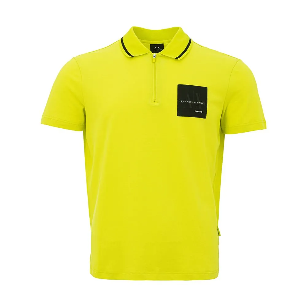Armani Exchange Men's Summery Yellow Cotton Polo Shirt for Men
