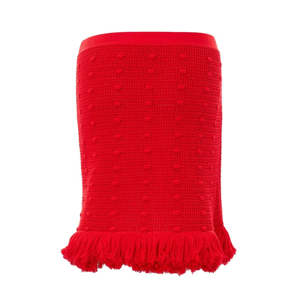 Bottega Veneta Women's Elegant Red Cotton Skirt for Chic Elegance