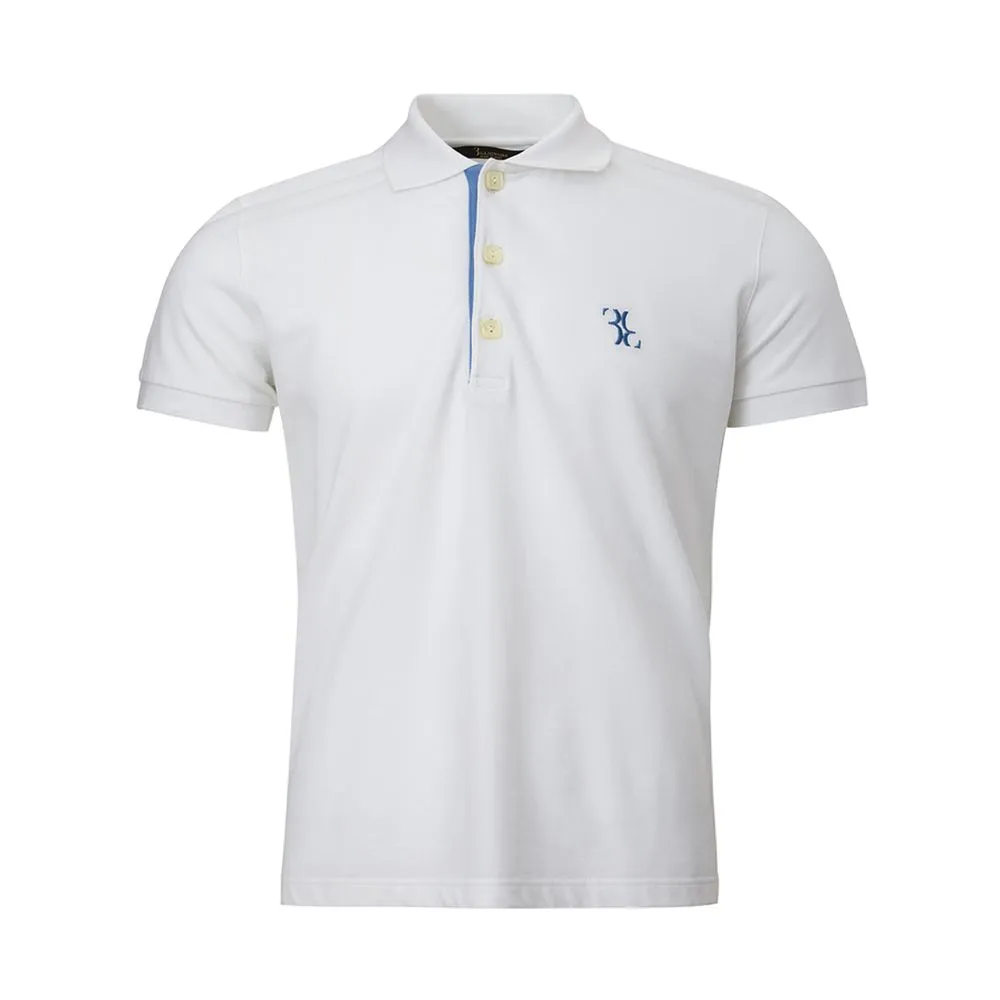 Billionaire Italian Couture Men's Elegant White Cotton Polo for Men