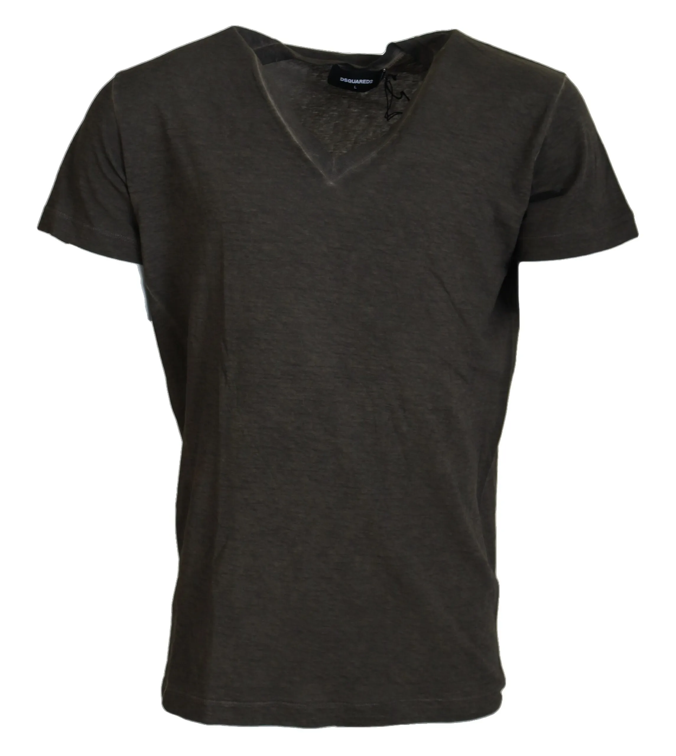 Dsquared² Men's Gray Cotton Linen Short Sleeves V-neck T-shirt