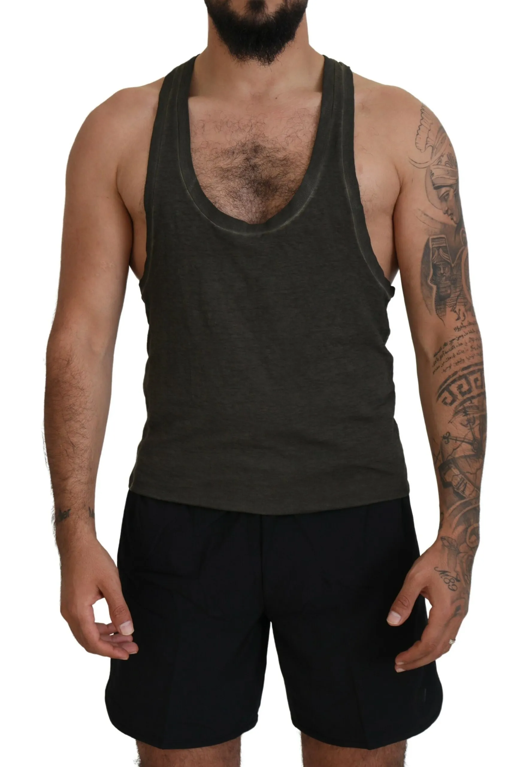 Dsquared² Men's Gray Cotton Linen Sleeveless Tank T-shirt