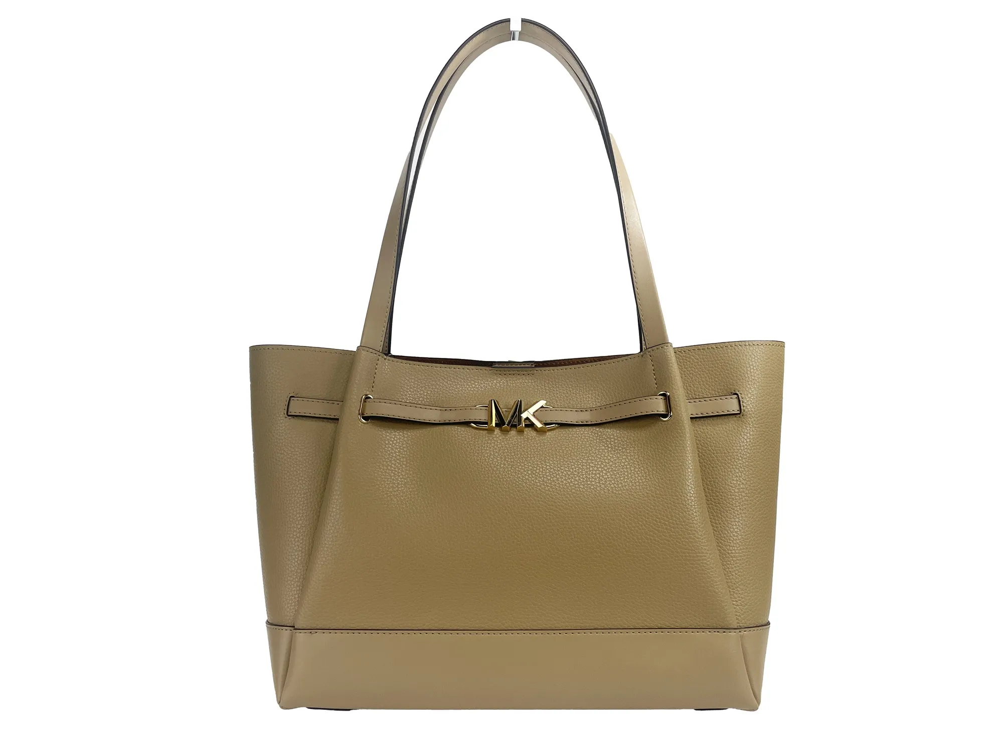 Michael Kors Women's Reed Large Camel Leather Belted Tote Shoulder Bag Purse
