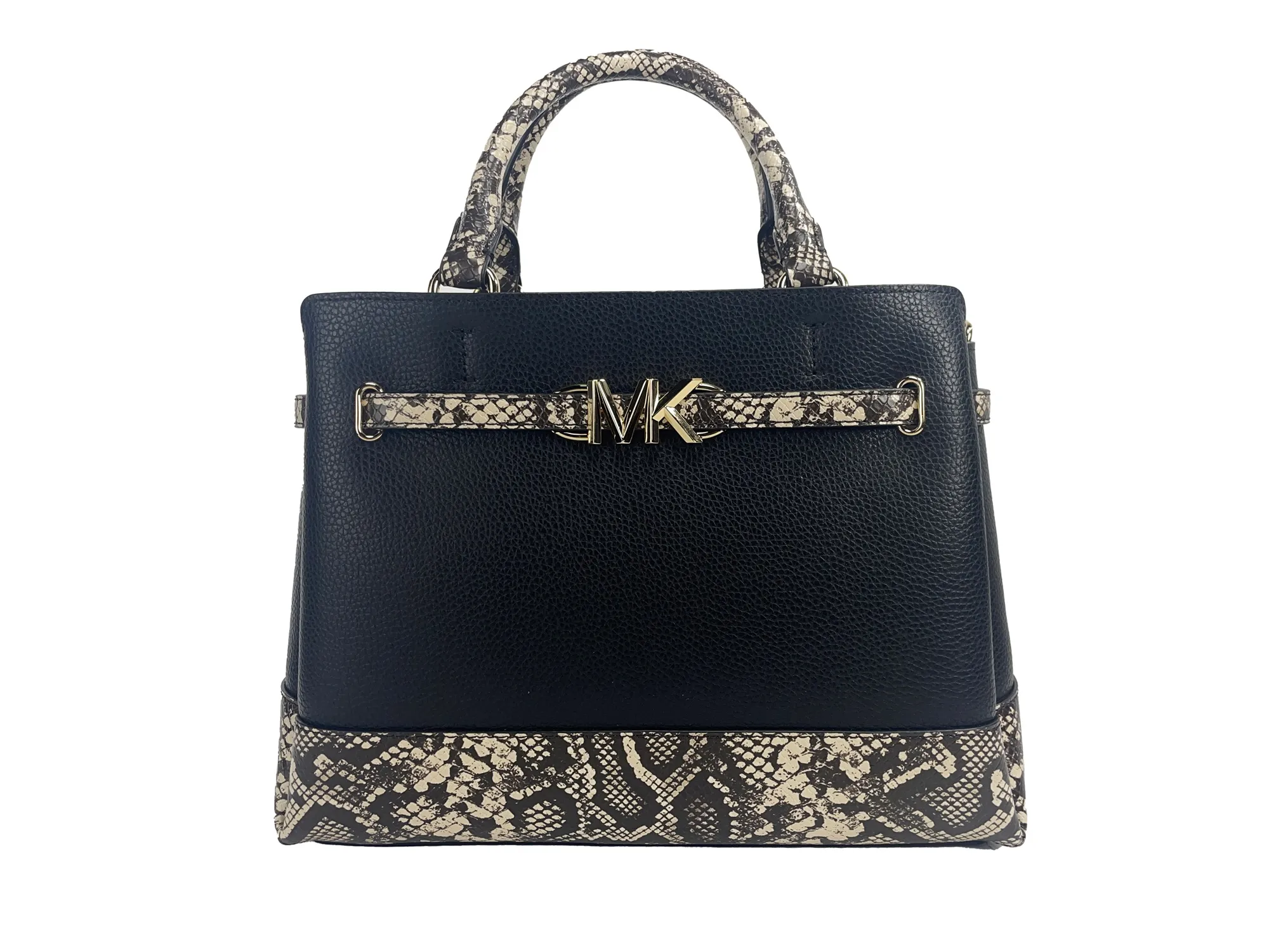 Michael Kors Women's Reed Large Snake Skin Belted Satchel Crossbody Bag