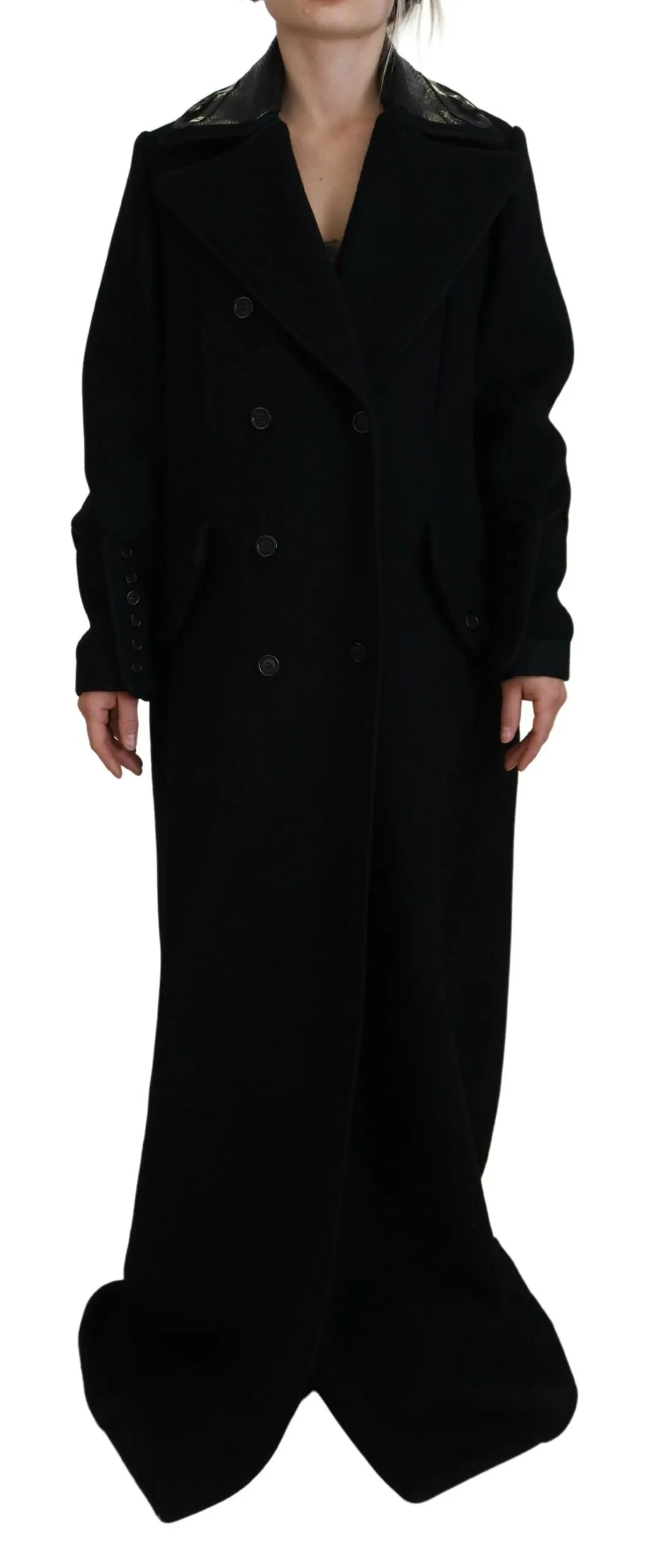 Dsquared² Women's Black Double Breasted Long Coat Jacket