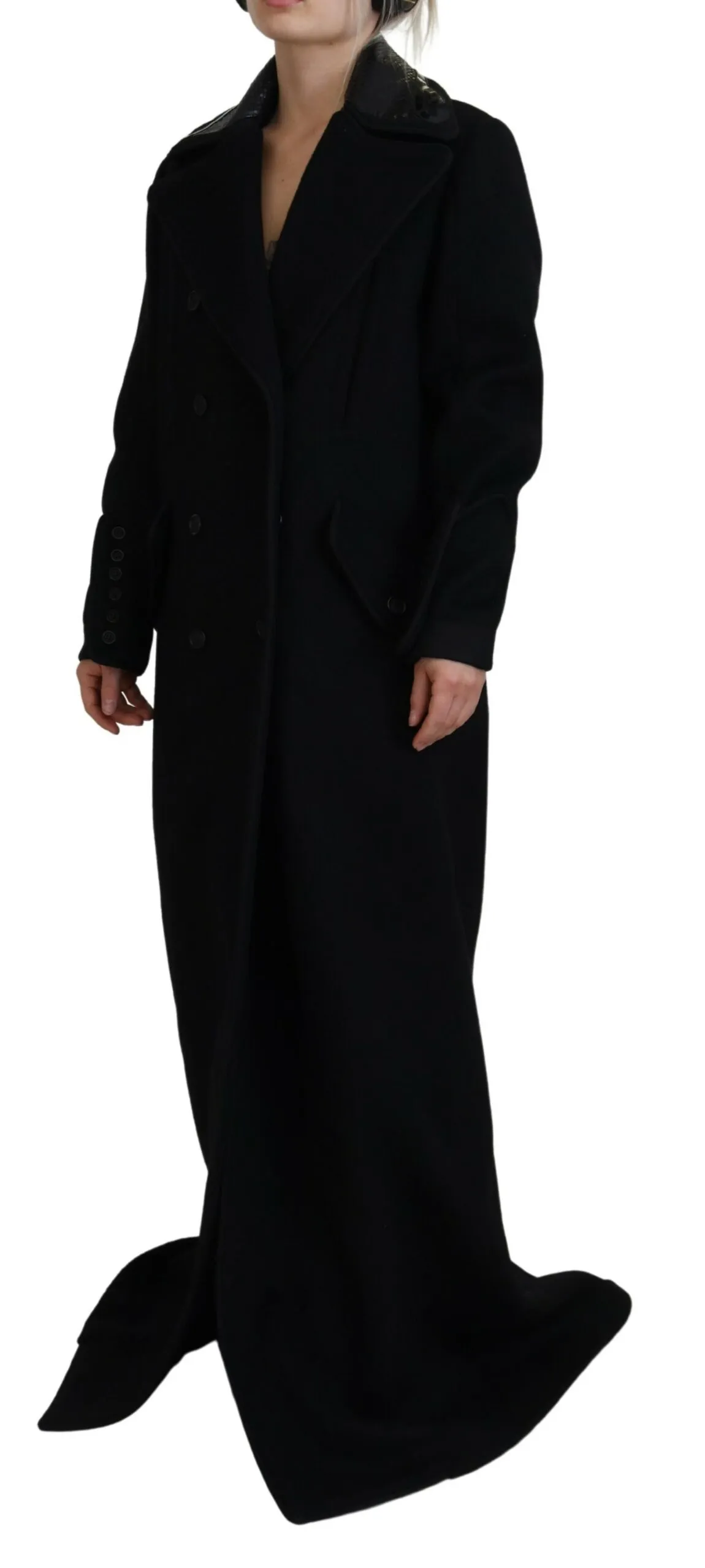 Dsquared² Women's Black Double Breasted Long Coat Jacket