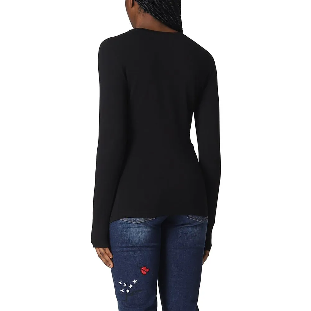 Love Moschino Women's Elegant Long-Sleeved Cotton Logo Tee