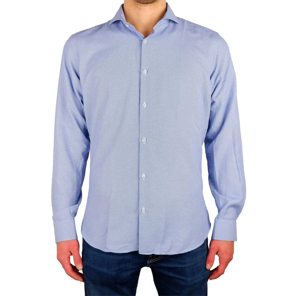 Made in Italy Men's Elegant Milano Houndstooth Cotton Shirt