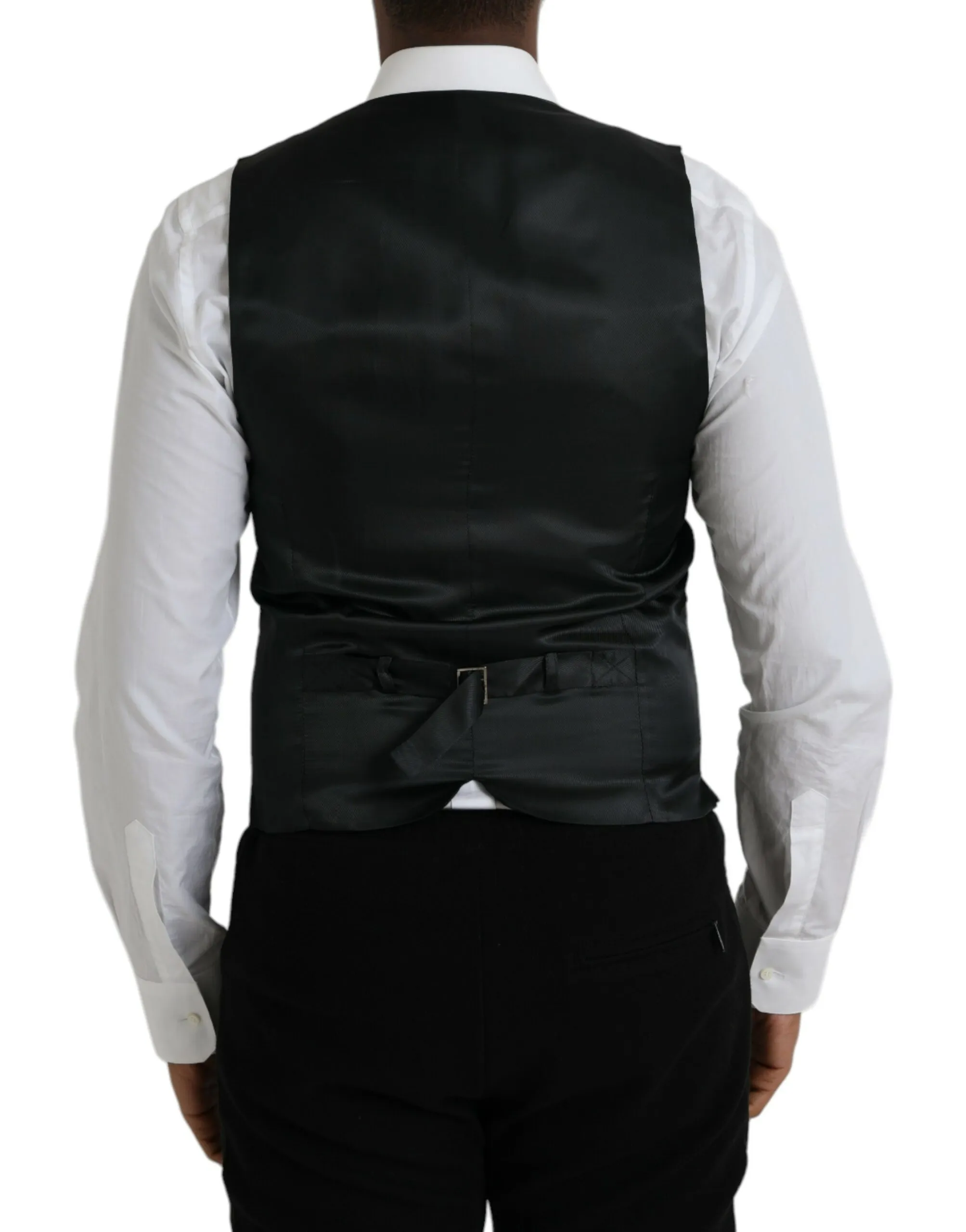 Dolce & Gabbana Men's Gray Wool Formal Dress Waistcoat Vest