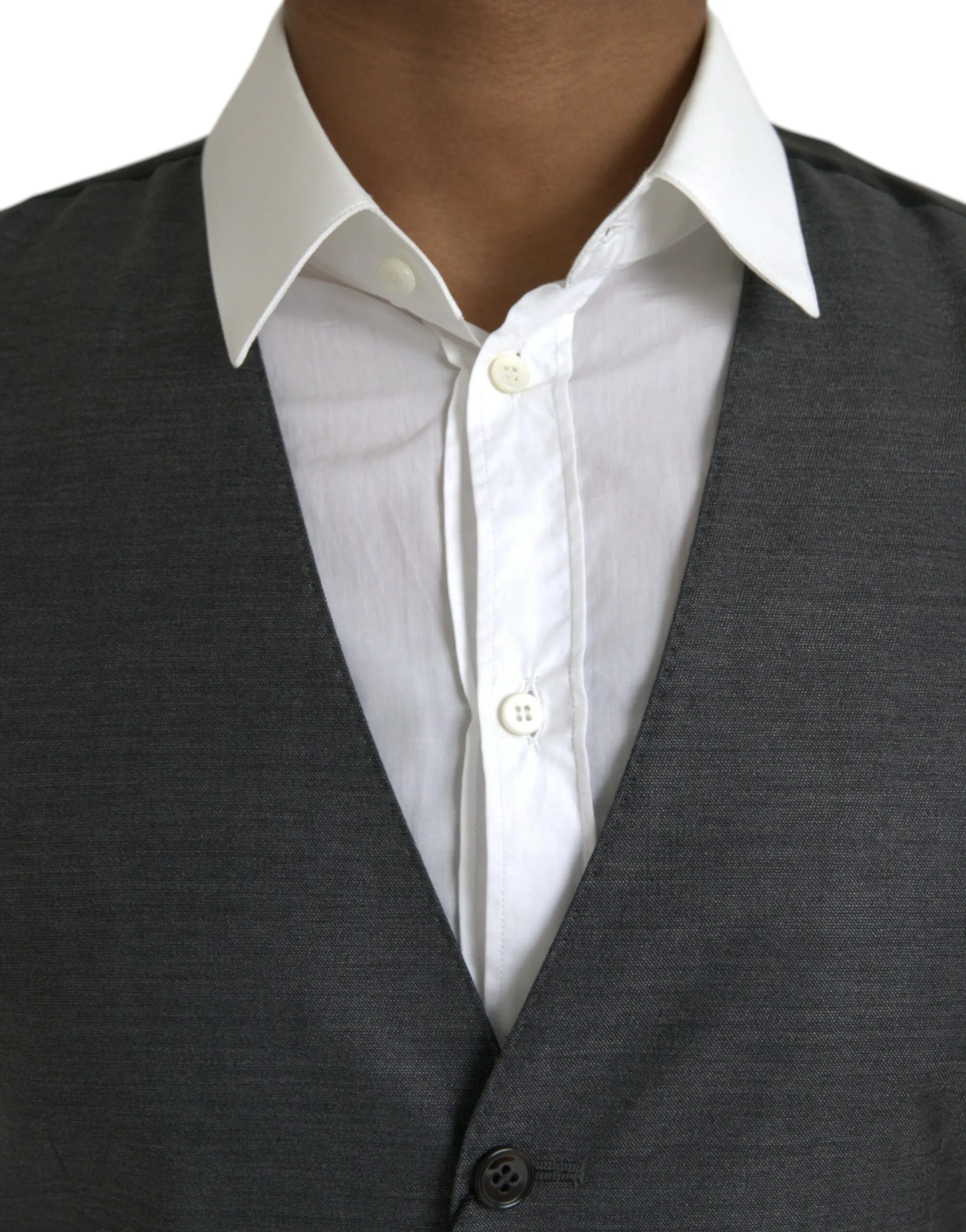 Dolce & Gabbana Men's Gray Wool Formal Dress Waistcoat Vest
