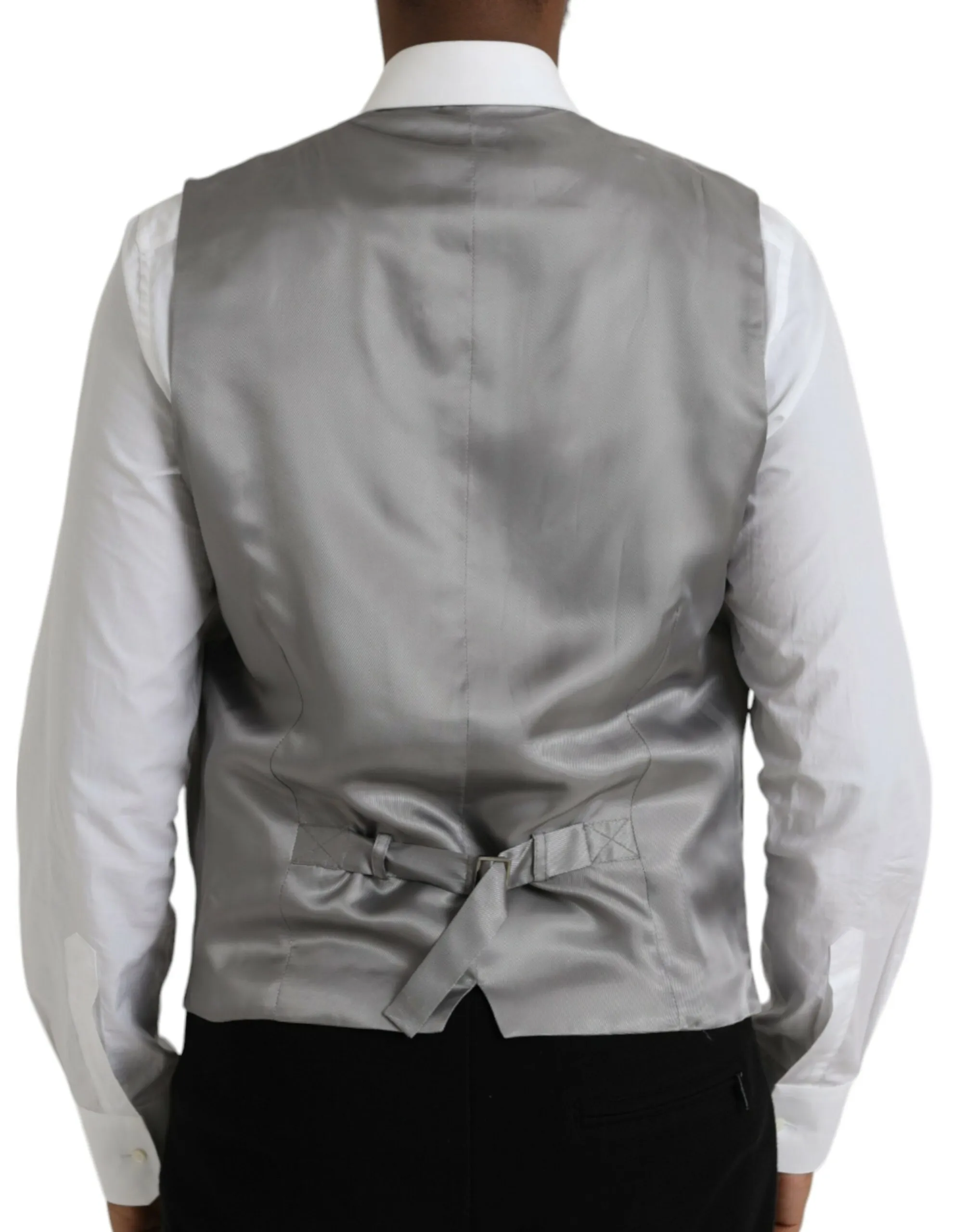 Dolce & Gabbana Men's Light Gray Wool Formal Dress Waistcoat Vest