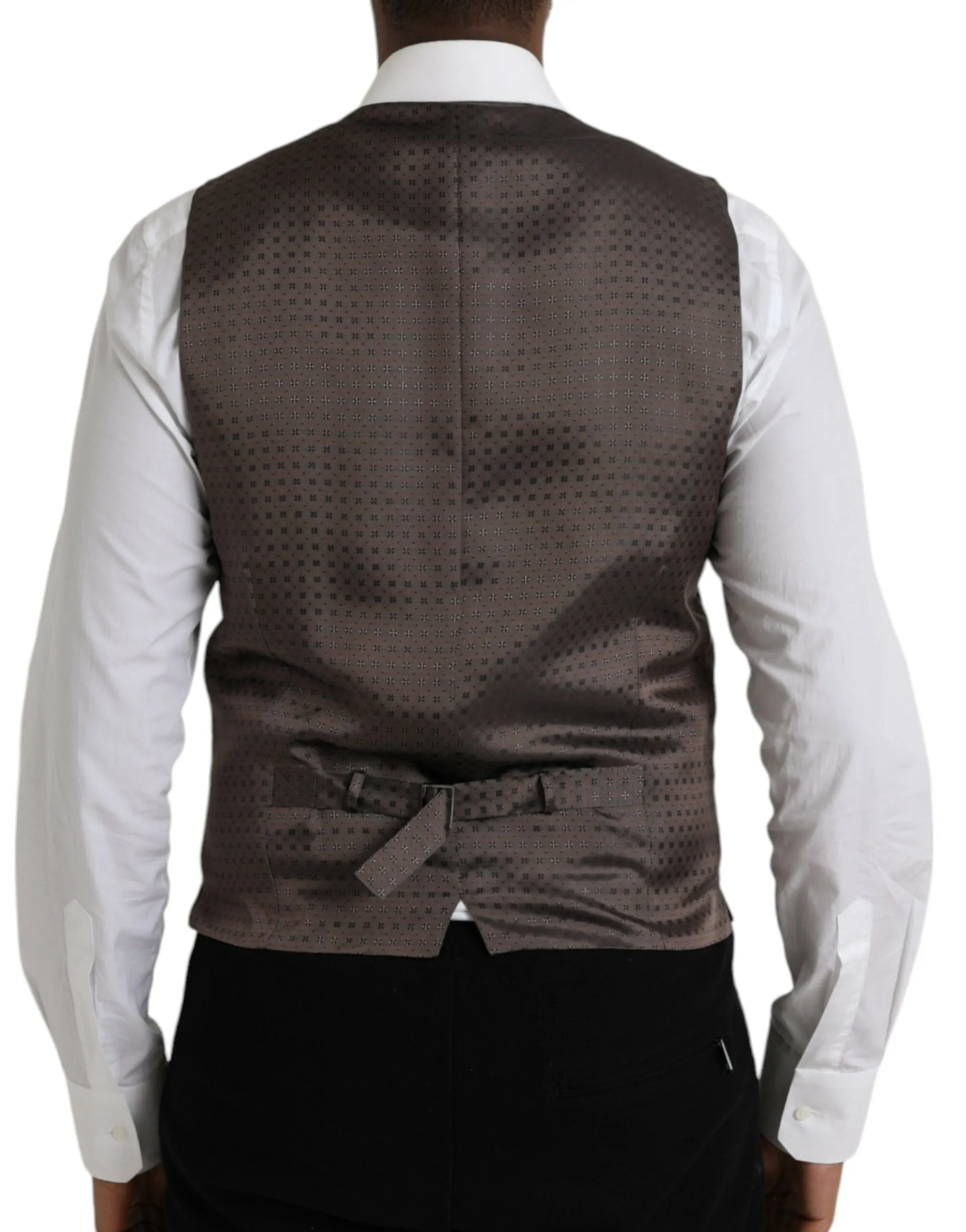Dolce & Gabbana Men's Black Brown Silk Waistcoat Dress Formal Vest