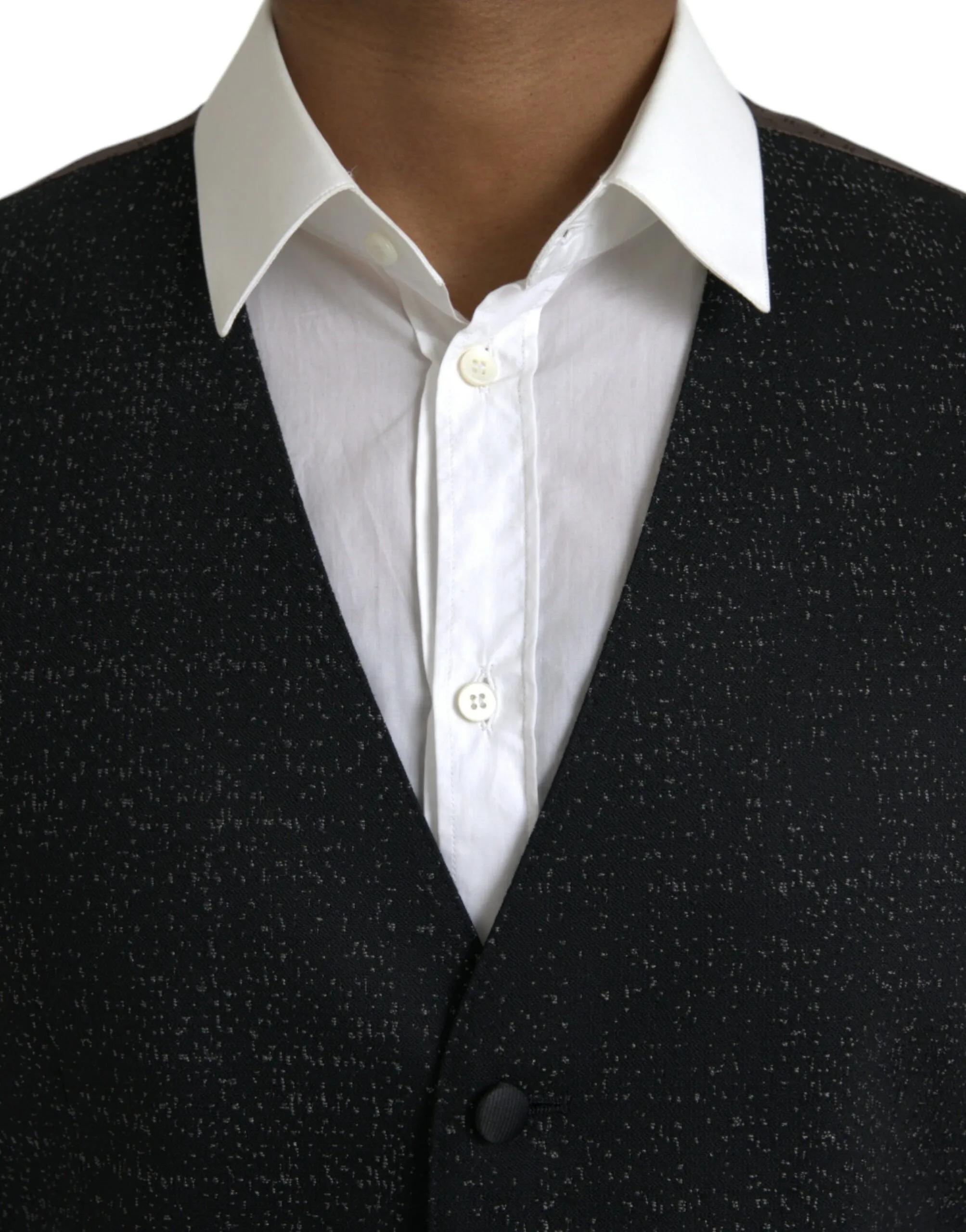 Dolce & Gabbana Men's Black Brown Silk Waistcoat Dress Formal Vest