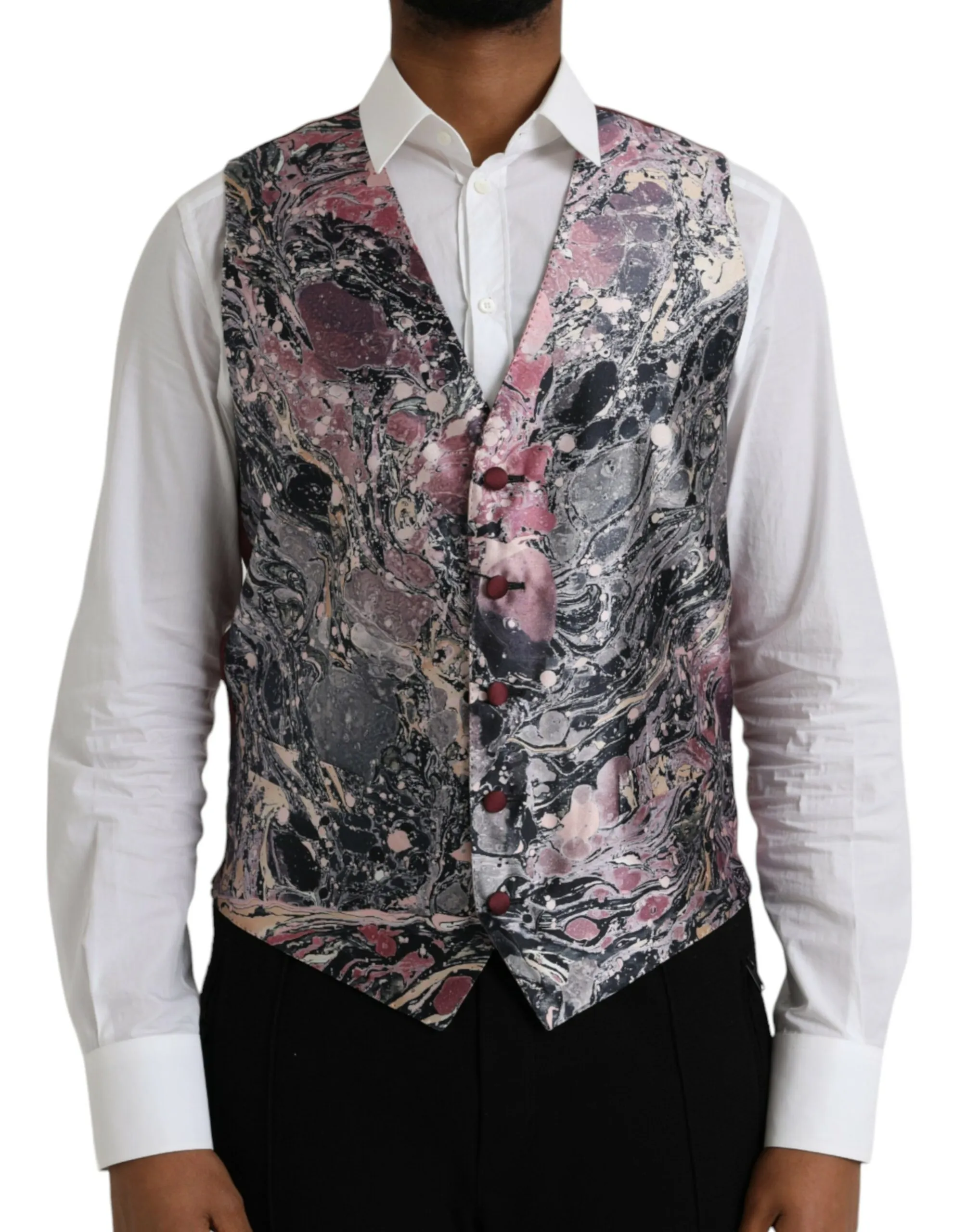 Dolce & Gabbana Men's Multicolor Galaxy Silk Waistcoat Formal Vest