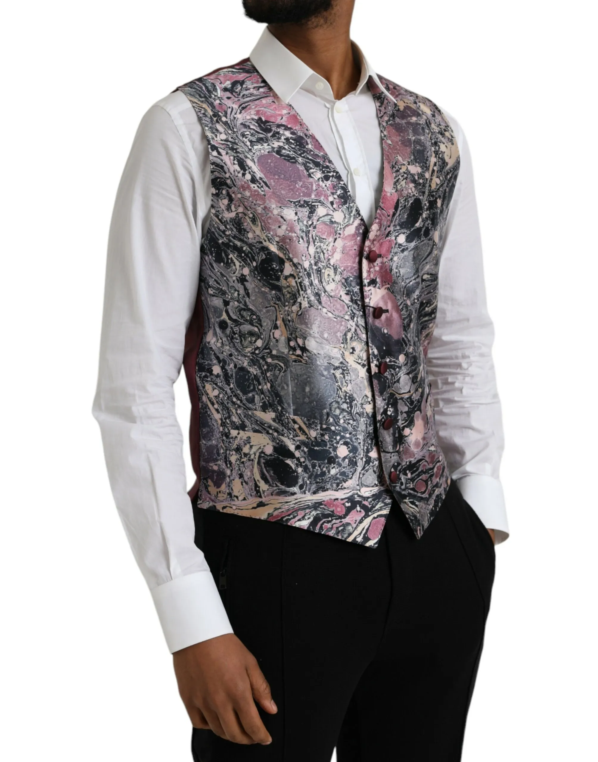 Dolce & Gabbana Men's Multicolor Galaxy Silk Waistcoat Formal Vest