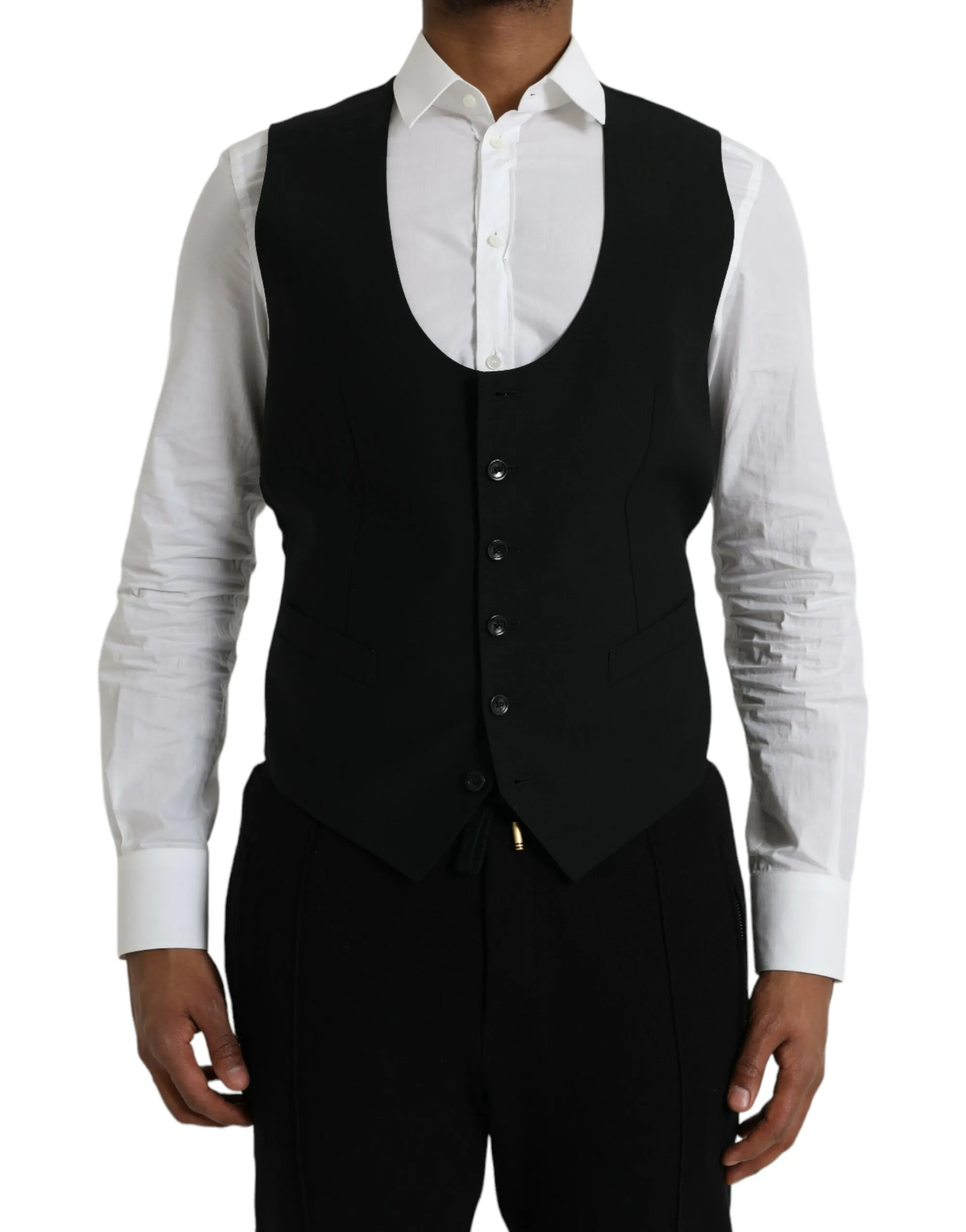 Dolce & Gabbana Men's Black Wool Waistcoat Dress Formal Vest