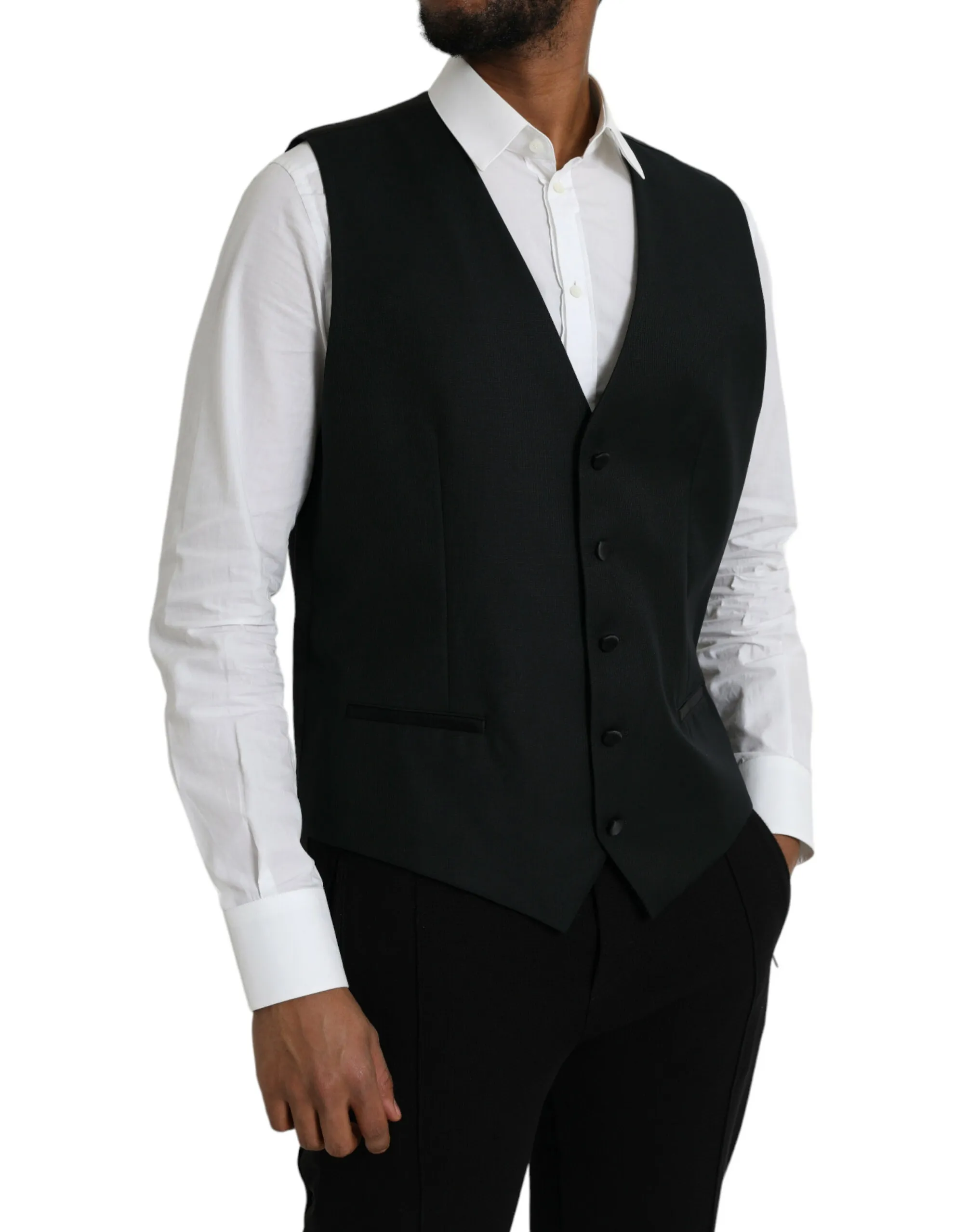 Dolce & Gabbana Men's Black Wool Waistcoat Dress Formal Vest