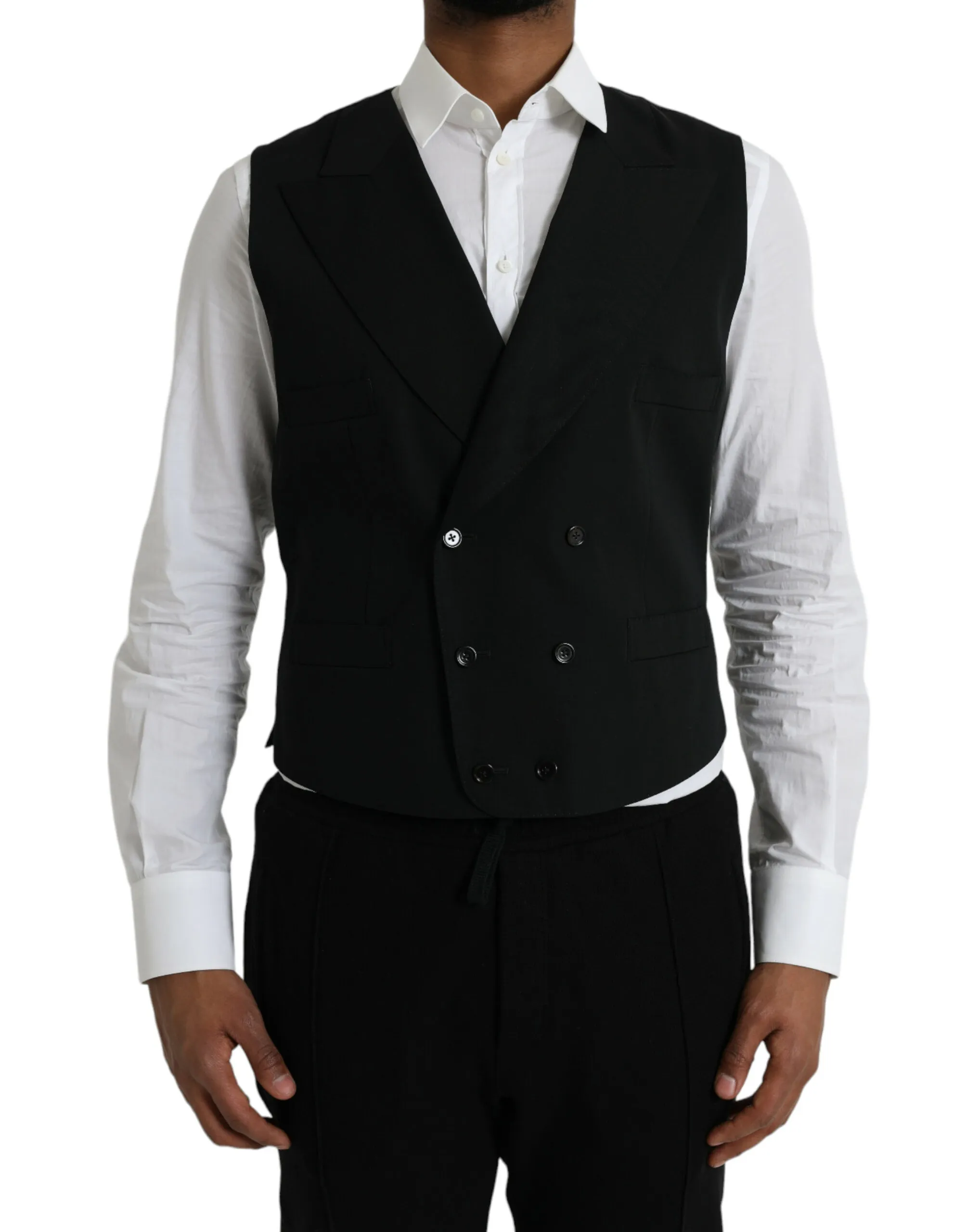 Dolce & Gabbana Men's Black Wool Waistcoat Dress Formal Vest