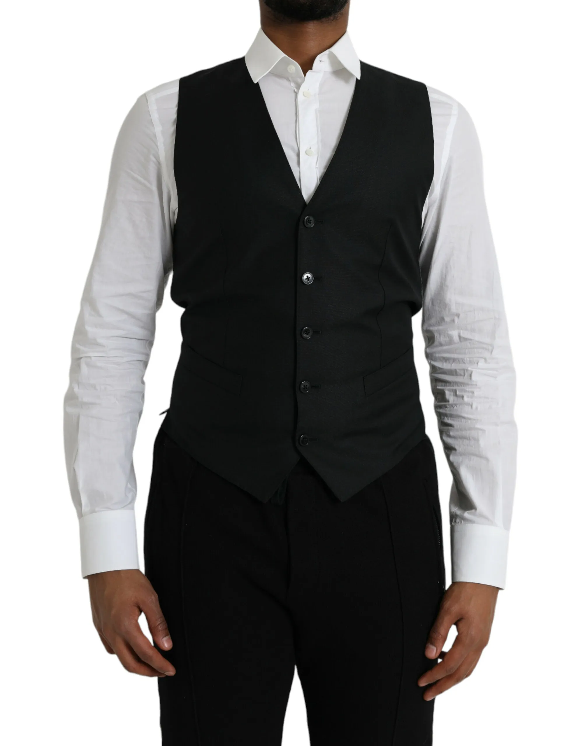 Dolce & Gabbana Men's Black Wool Waistcoat Dress Formal Vest