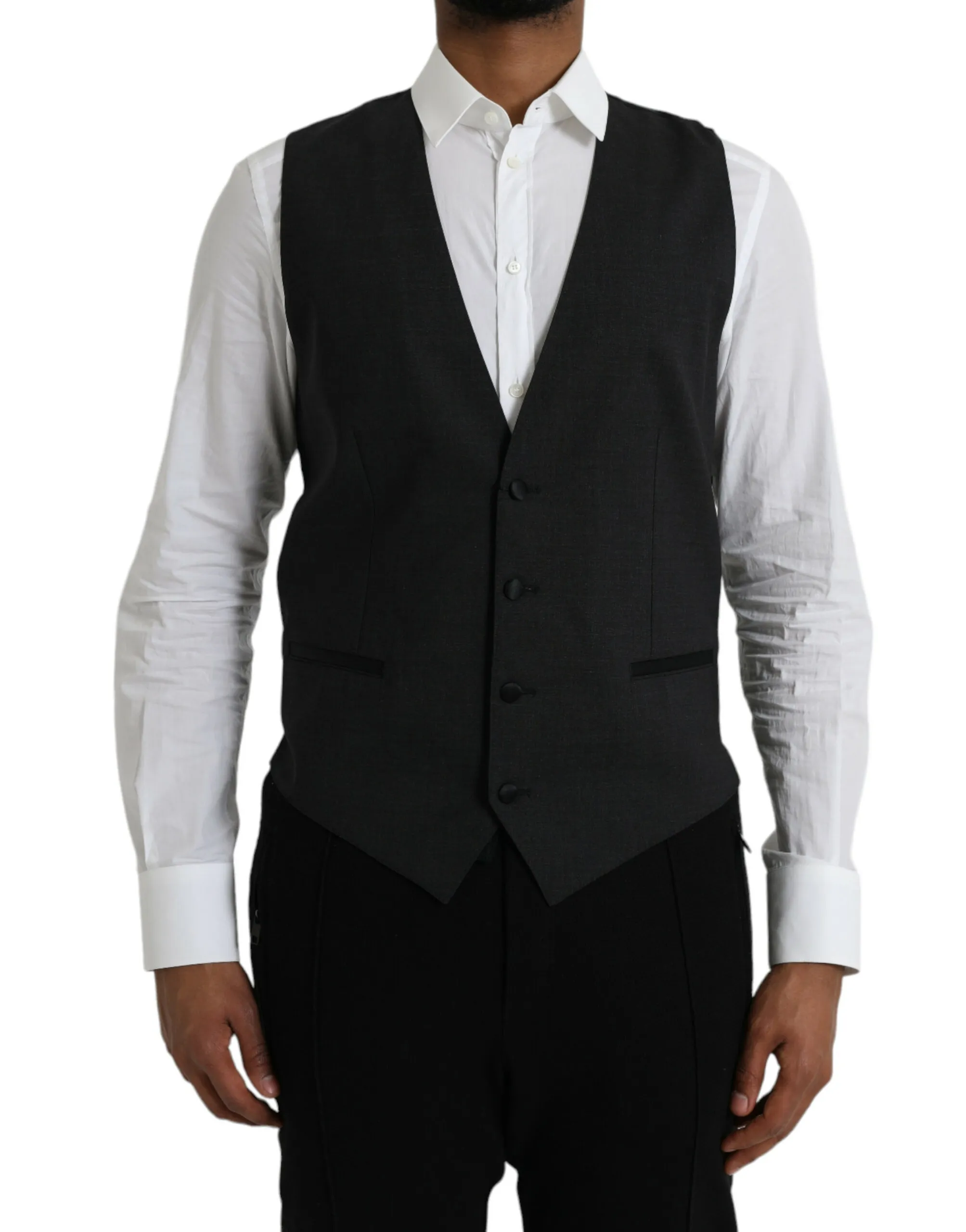 Dolce & Gabbana Men's Black Cotton Waistcoat Dress Formal Vest