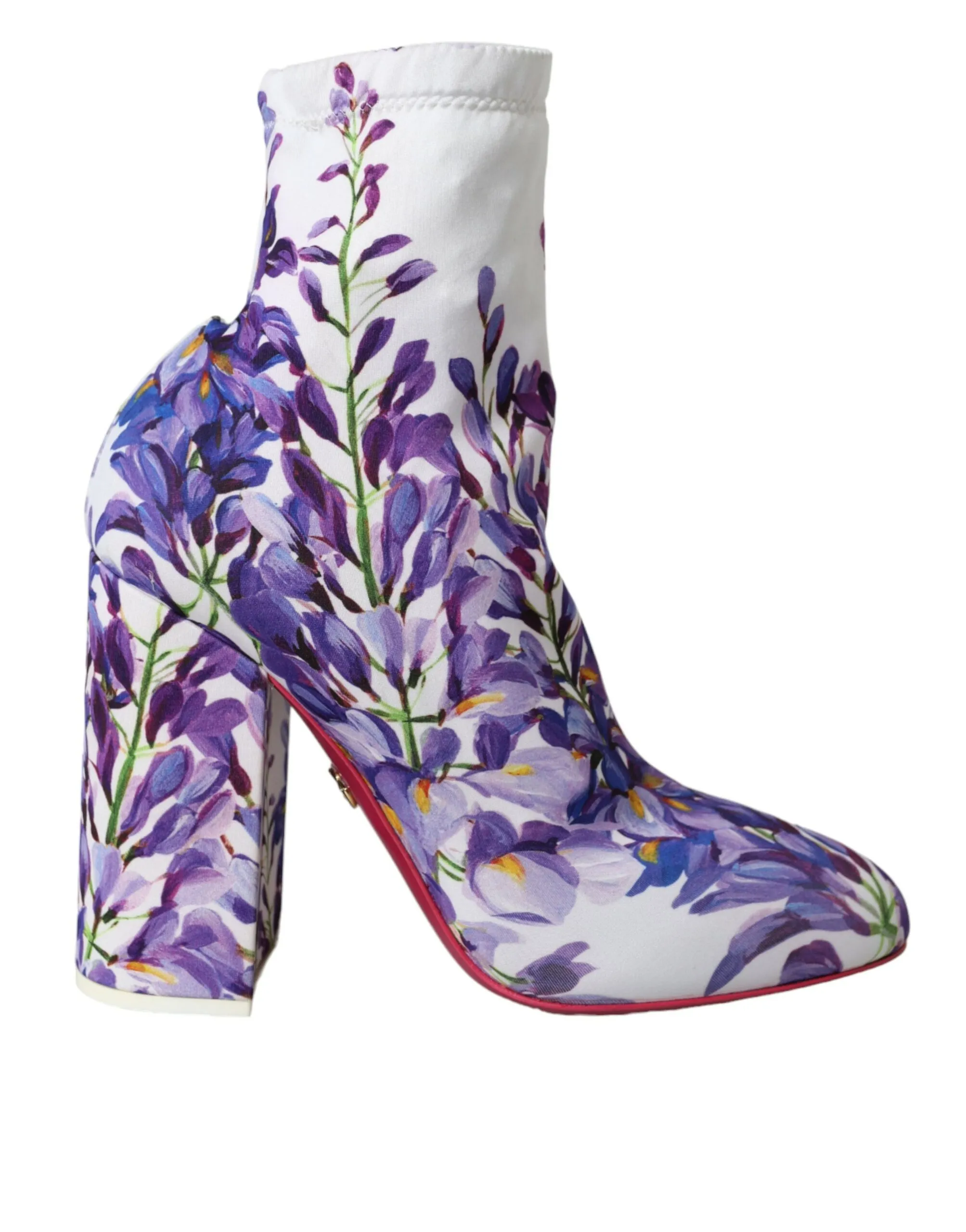Dolce & Gabbana Women's White Floral Jersey Stretch Boots Shoes