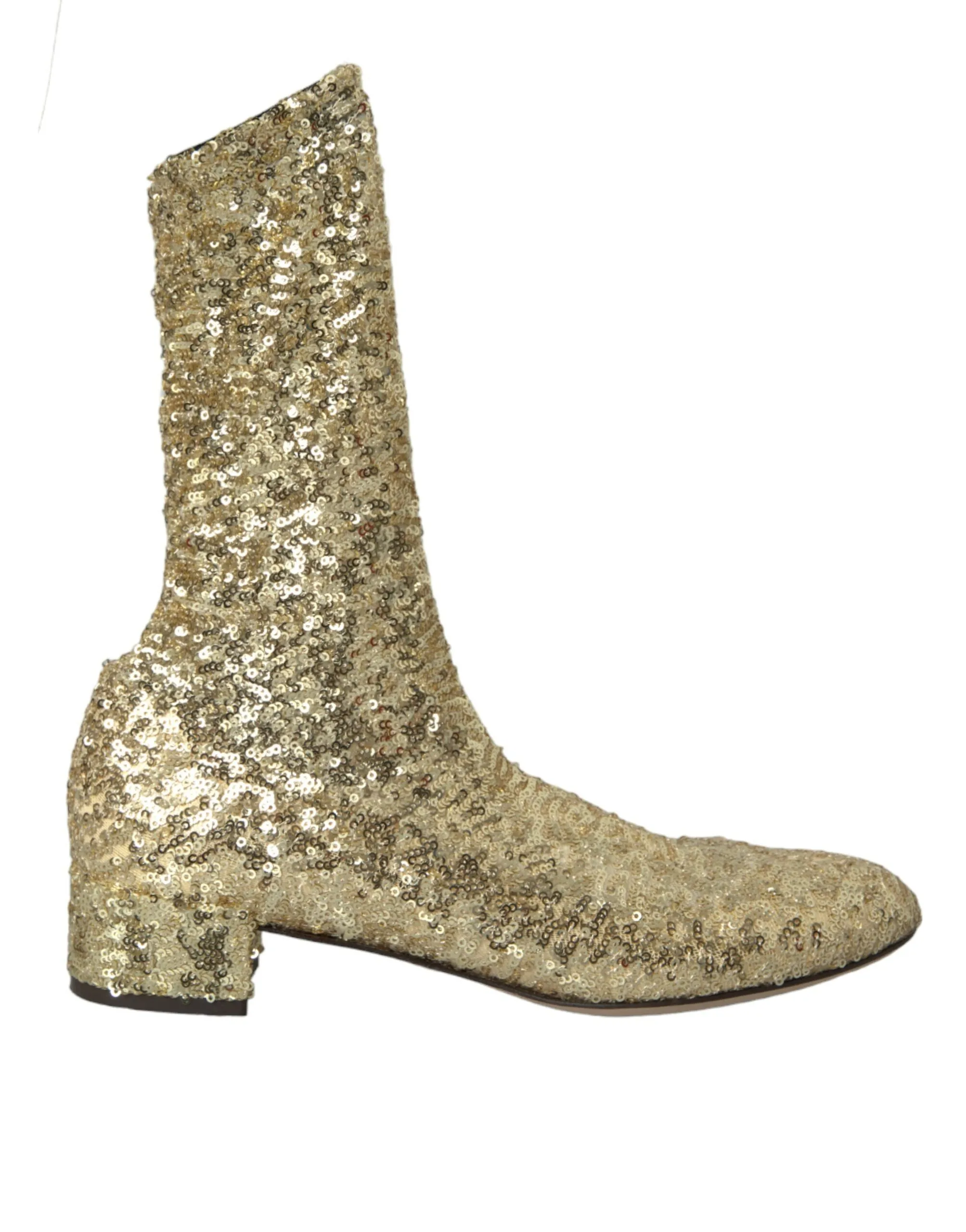 Dolce & Gabbana Women's Gold Sequined Short Boots Stretch Shoes