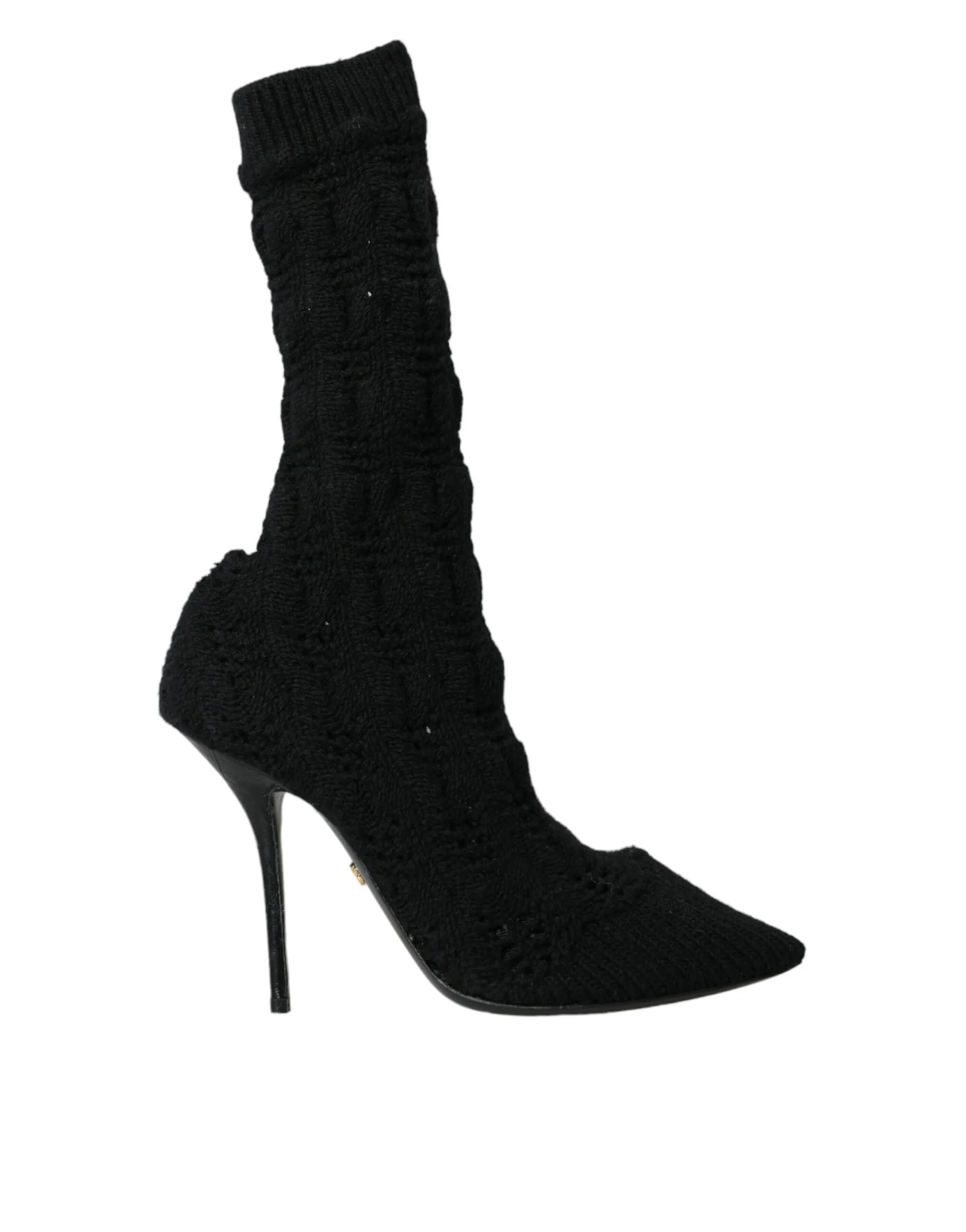 Dolce & Gabbana Women's Black Stiletto Heels Mid Calf Boots Shoes