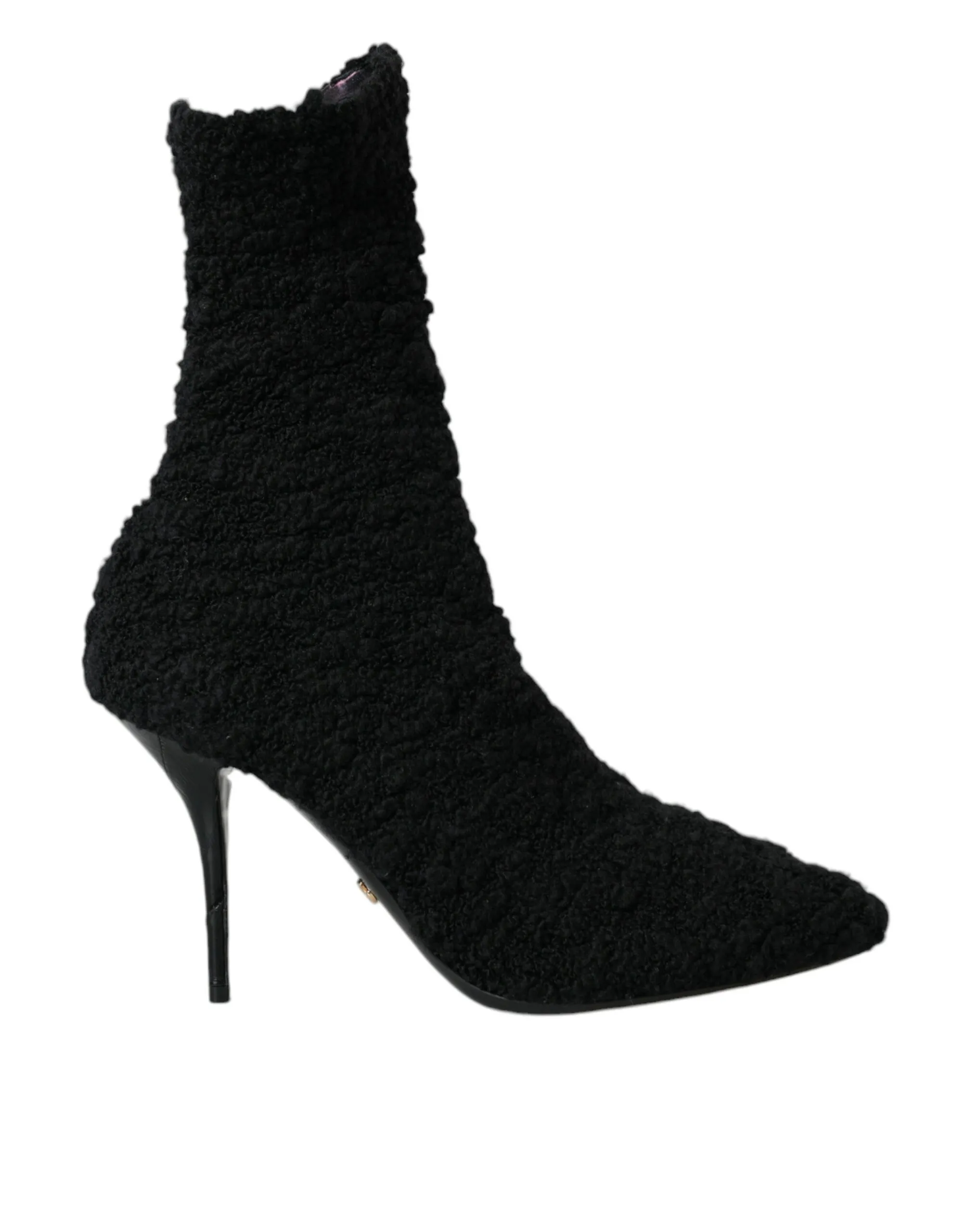 Dolce & Gabbana Women's Black Suede Leather Ankle Heels Boots Shoes