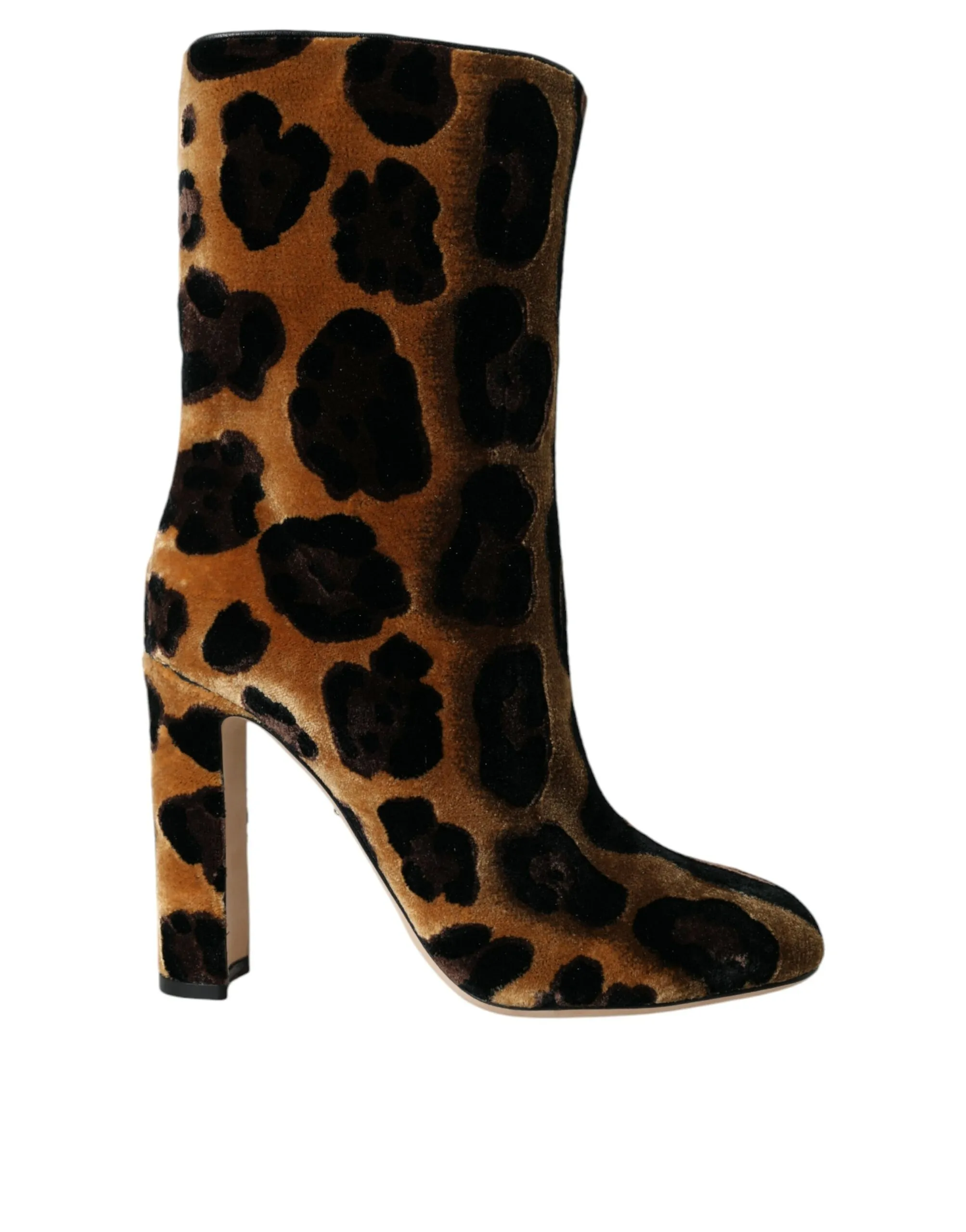 Dolce & Gabbana Women's Brown Giraffe Leather Mid Calf Boots Shoes