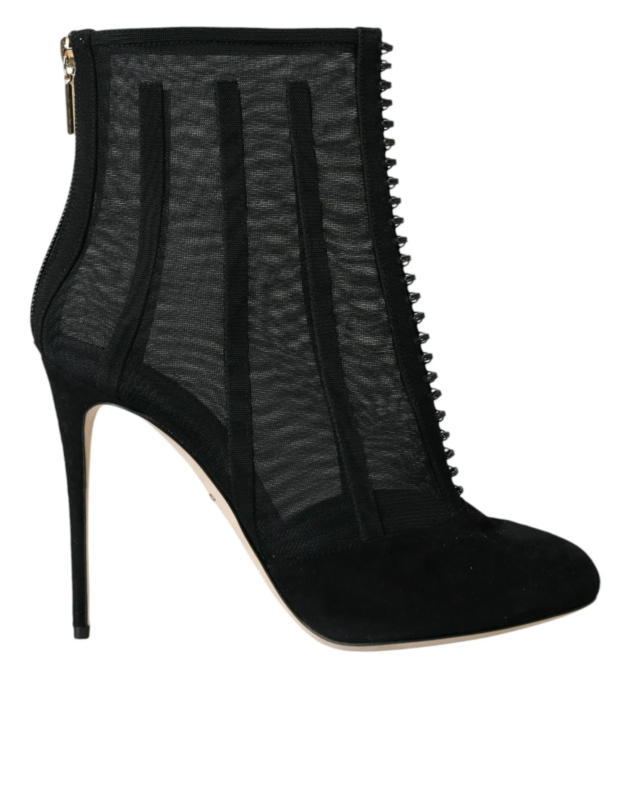 Dolce & Gabbana Women's Black Mesh Stiletto Heels Ankle Boots Shoes