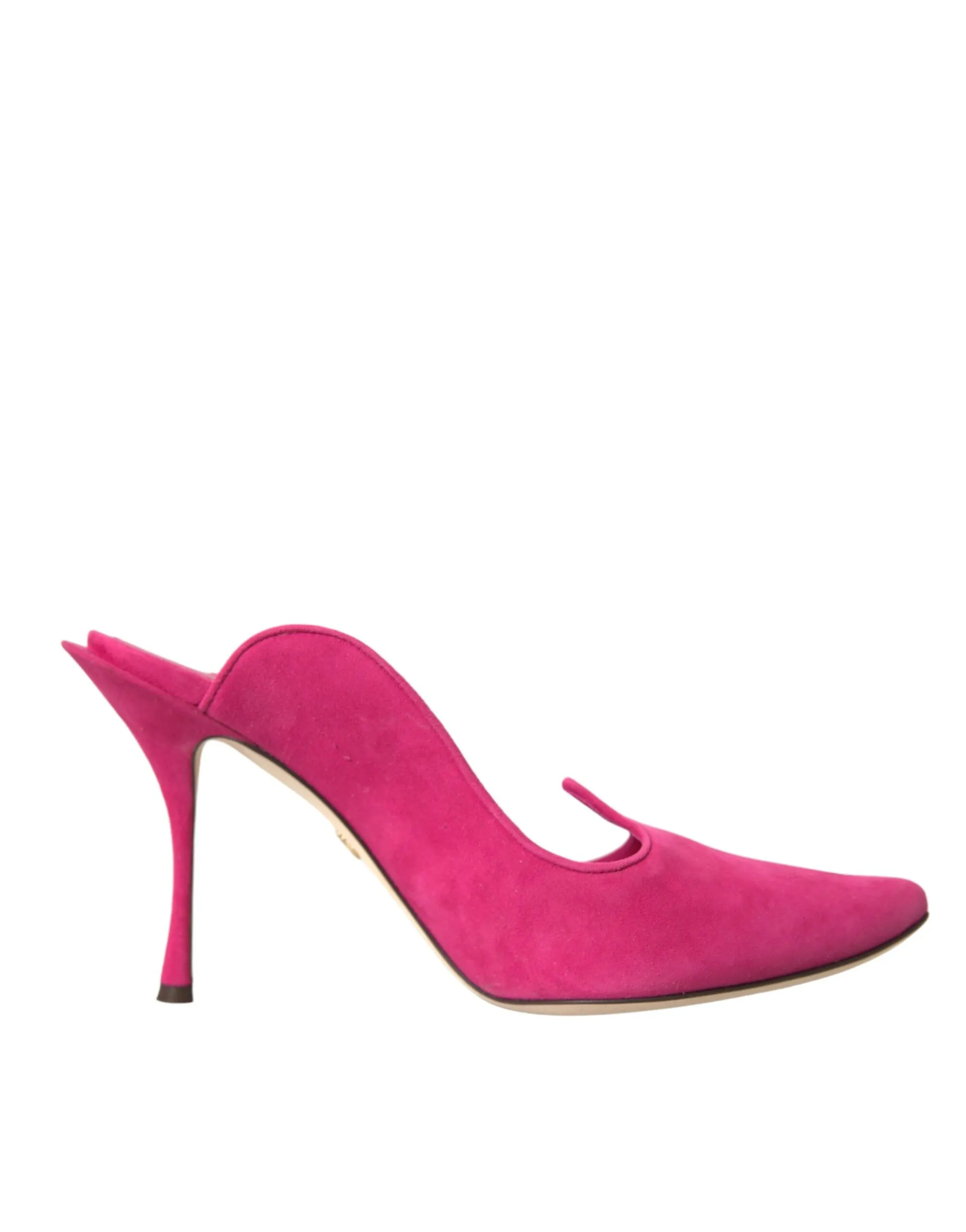 Dolce & Gabbana Women's Fuchsia Suede Leather Mules Sandals Shoes