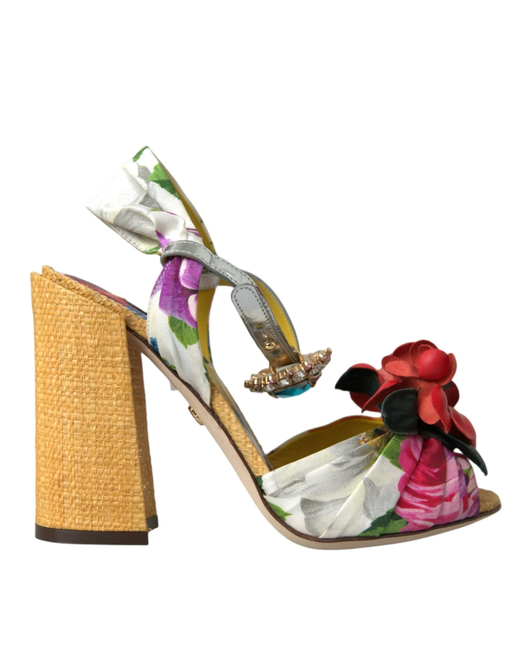 Dolce & Gabbana Women's Multicolor Floral Crystal Heels Sandals Shoes