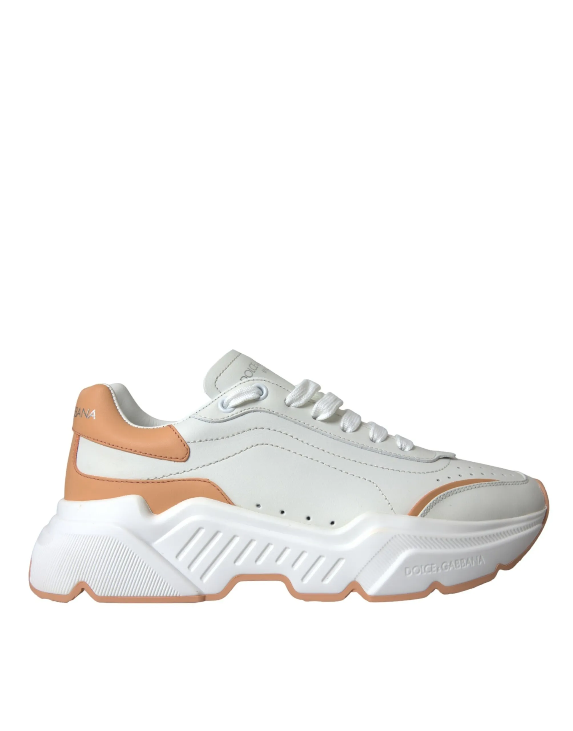 Dolce & Gabbana Women's White Peach DAYMASTER Leather Sneakers Shoes