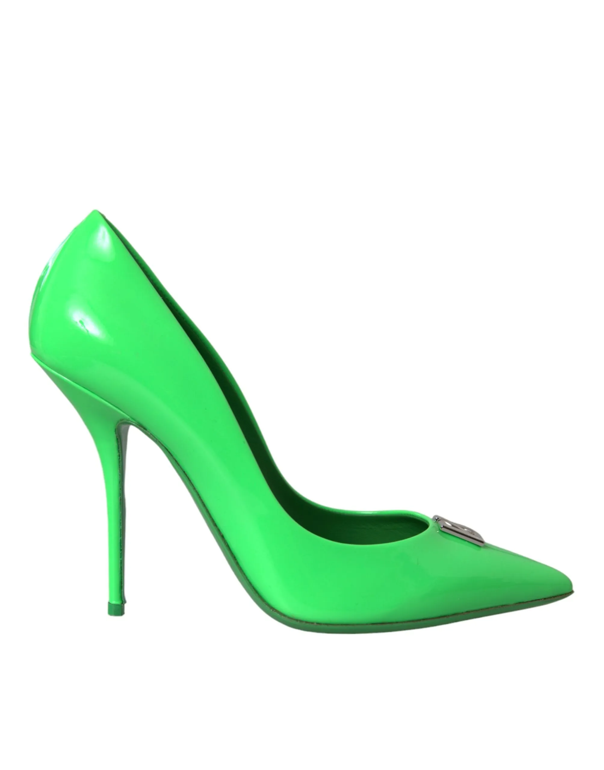 Dolce & Gabbana Women's Neon Green Patent Leather Logo Pumps Shoes