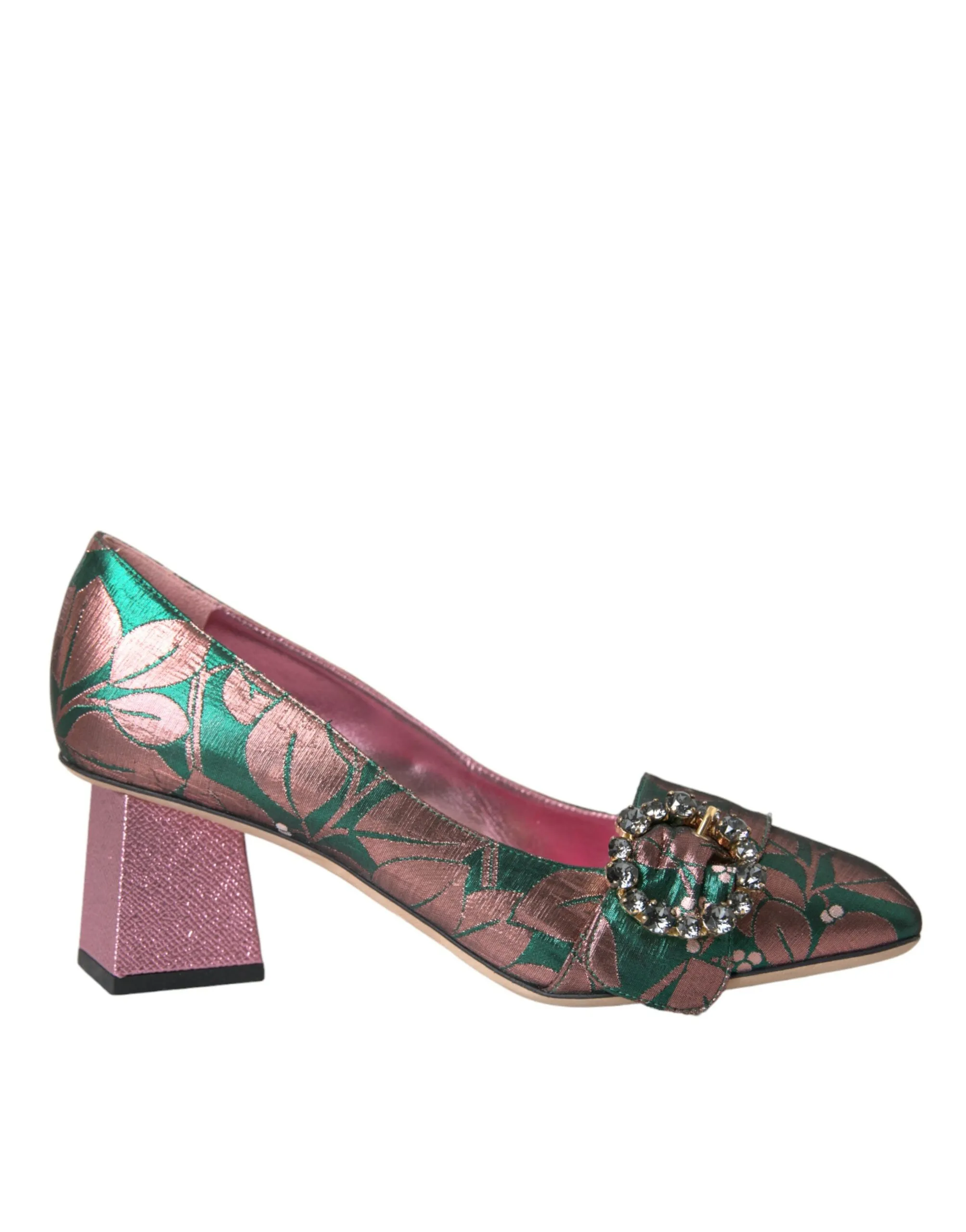 Dolce & Gabbana Women's Multicolor Floral Jacquard Crystal Heels Pumps Shoes