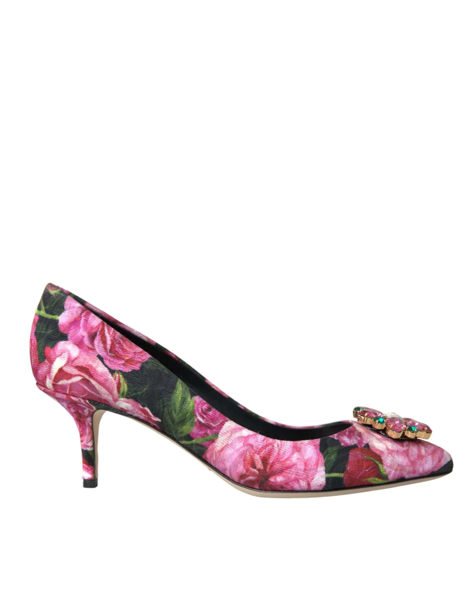 Dolce & Gabbana Women's Multicolor Floral Brocade Crystal Heels Pumps Shoes