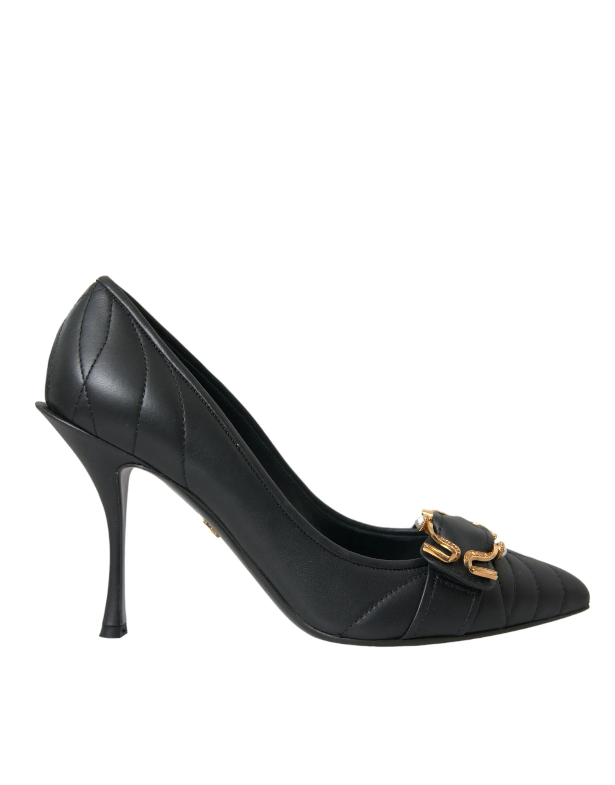 Dolce & Gabbana Women's Black Devotion Leather Heels Pumps Shoes