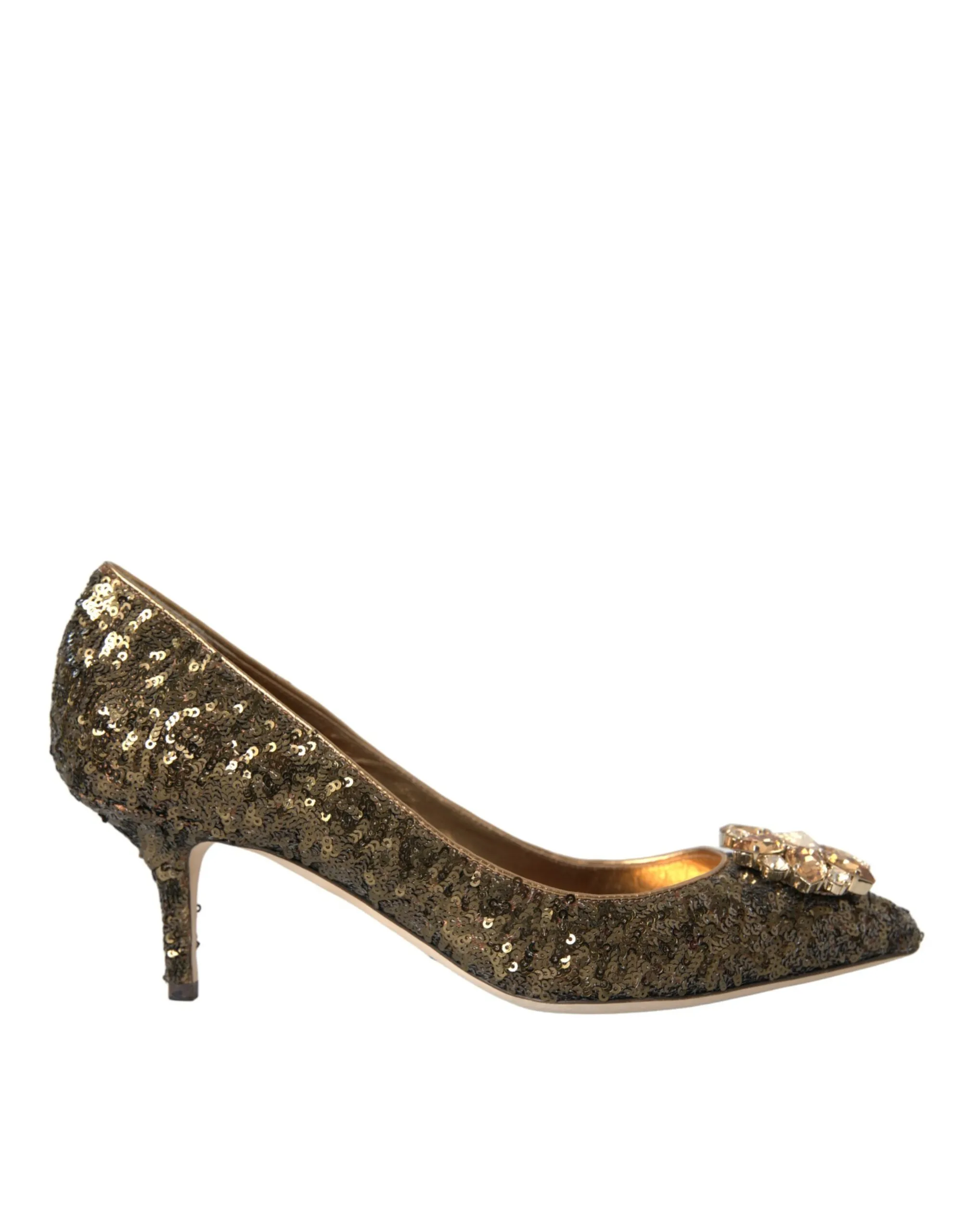 Dolce & Gabbana Women's Gold Sequin Crystals Bellucci Heels Pumps Shoes