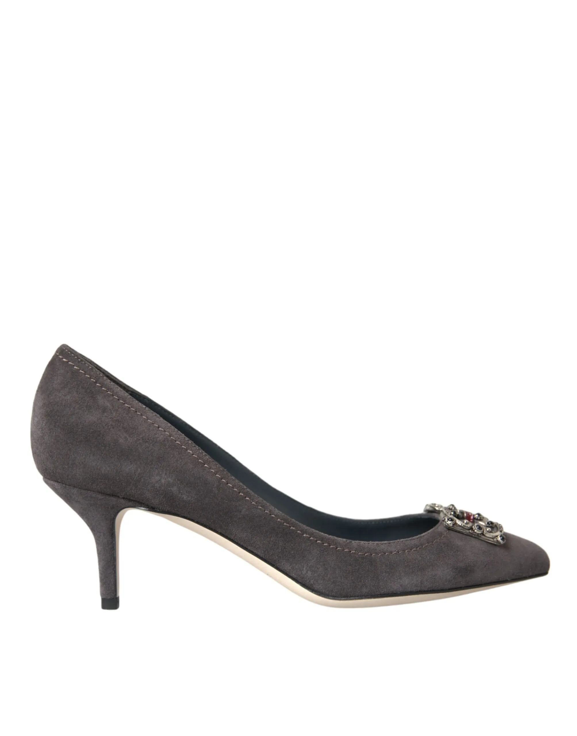 Dolce & Gabbana Women's Gray Amore Suede Bellucci Heels Pumps Shoes