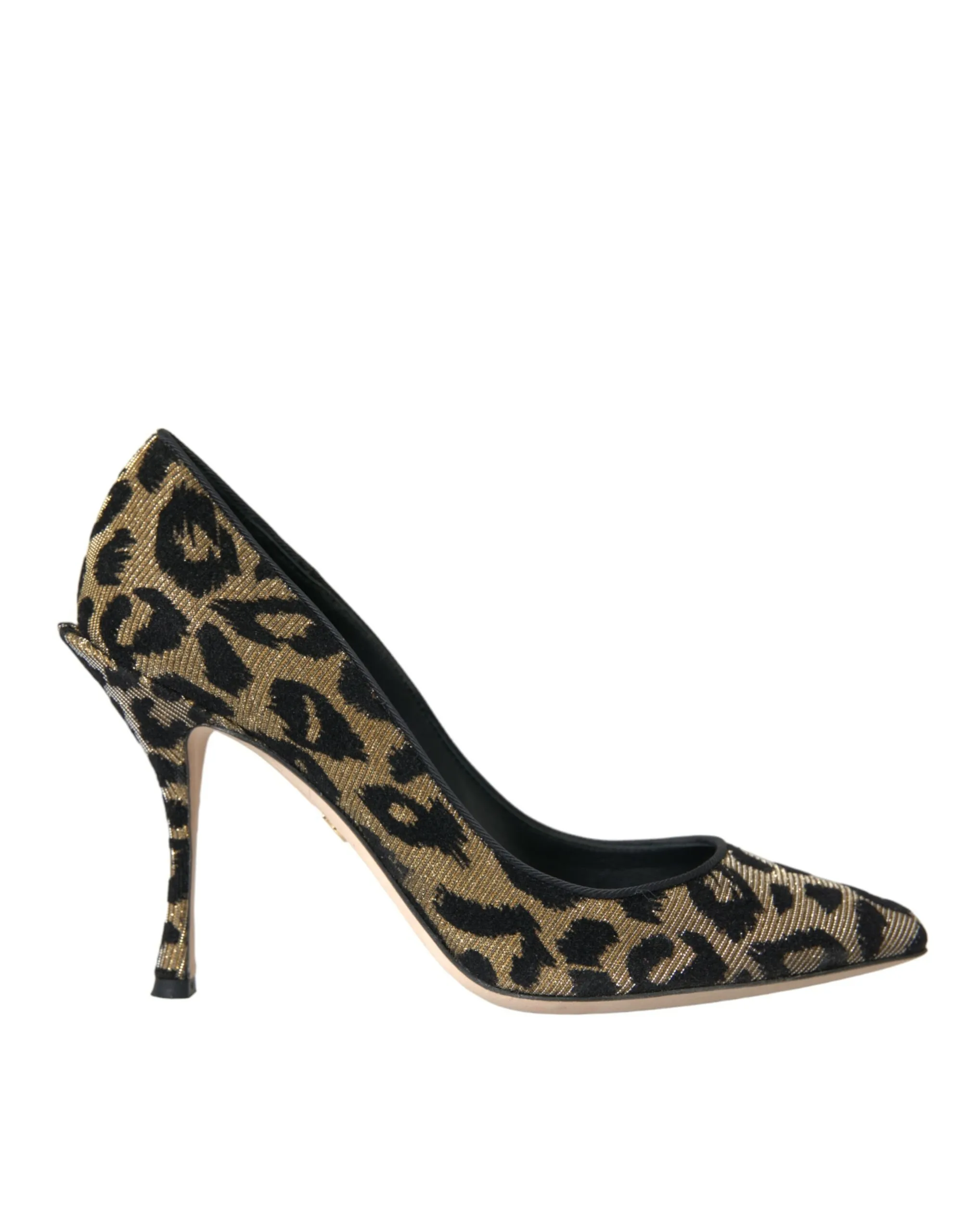 Dolce & Gabbana Women's Black Gold Leopard Lurex Heels Pumps Shoes