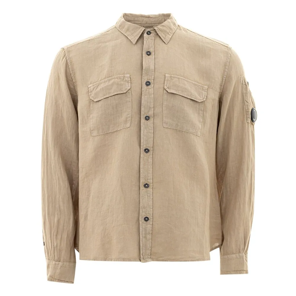 Beige Linen Chic Men's Shirt