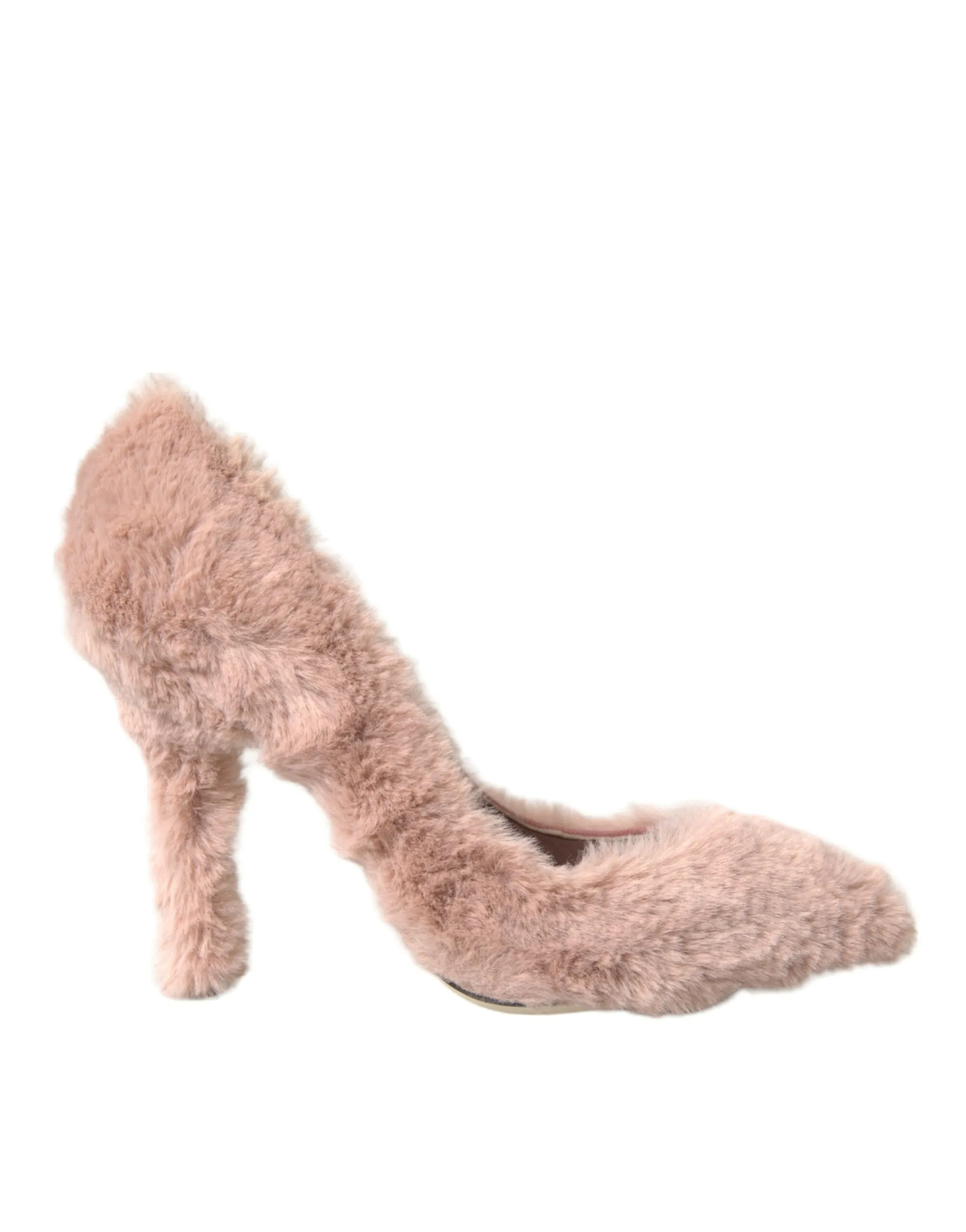 Dolce & Gabbana Women's Light Pink Faux Fur Heels Pumps Shoes
