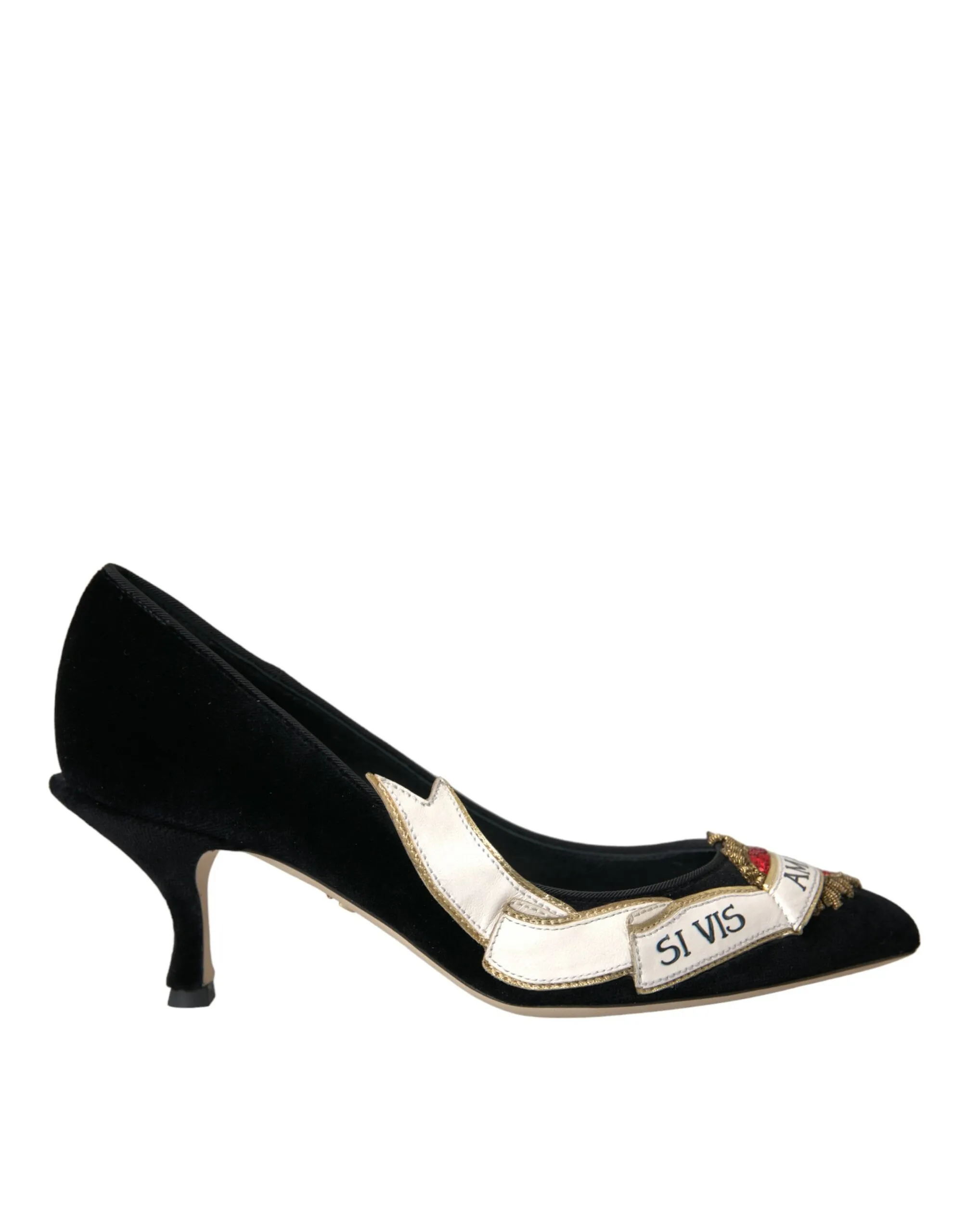 Dolce & Gabbana Women's Black Suede Leather Amari Heels Pumps Shoes