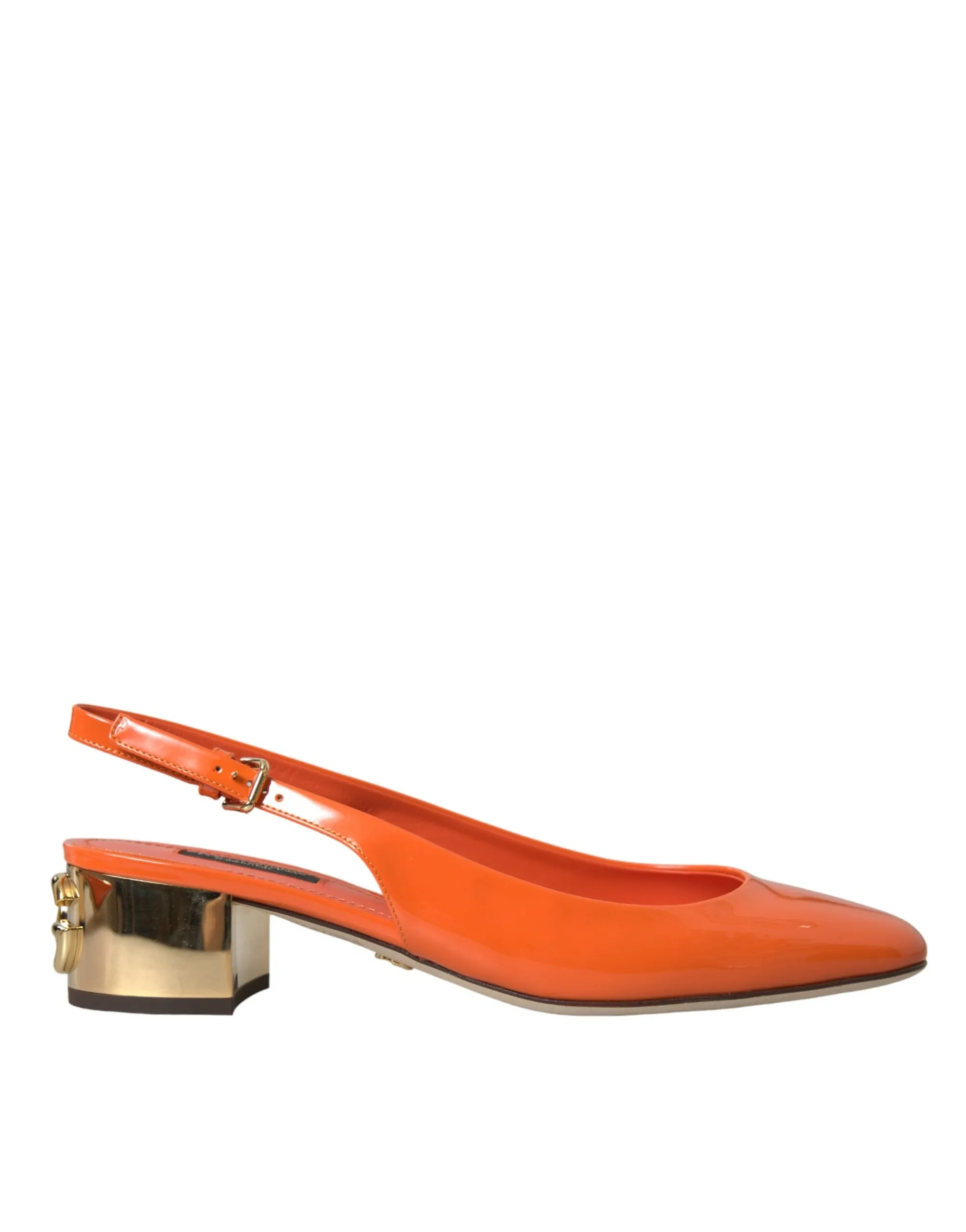 Dolce & Gabbana Women's Orange Embellished Leather Slingback Shoes