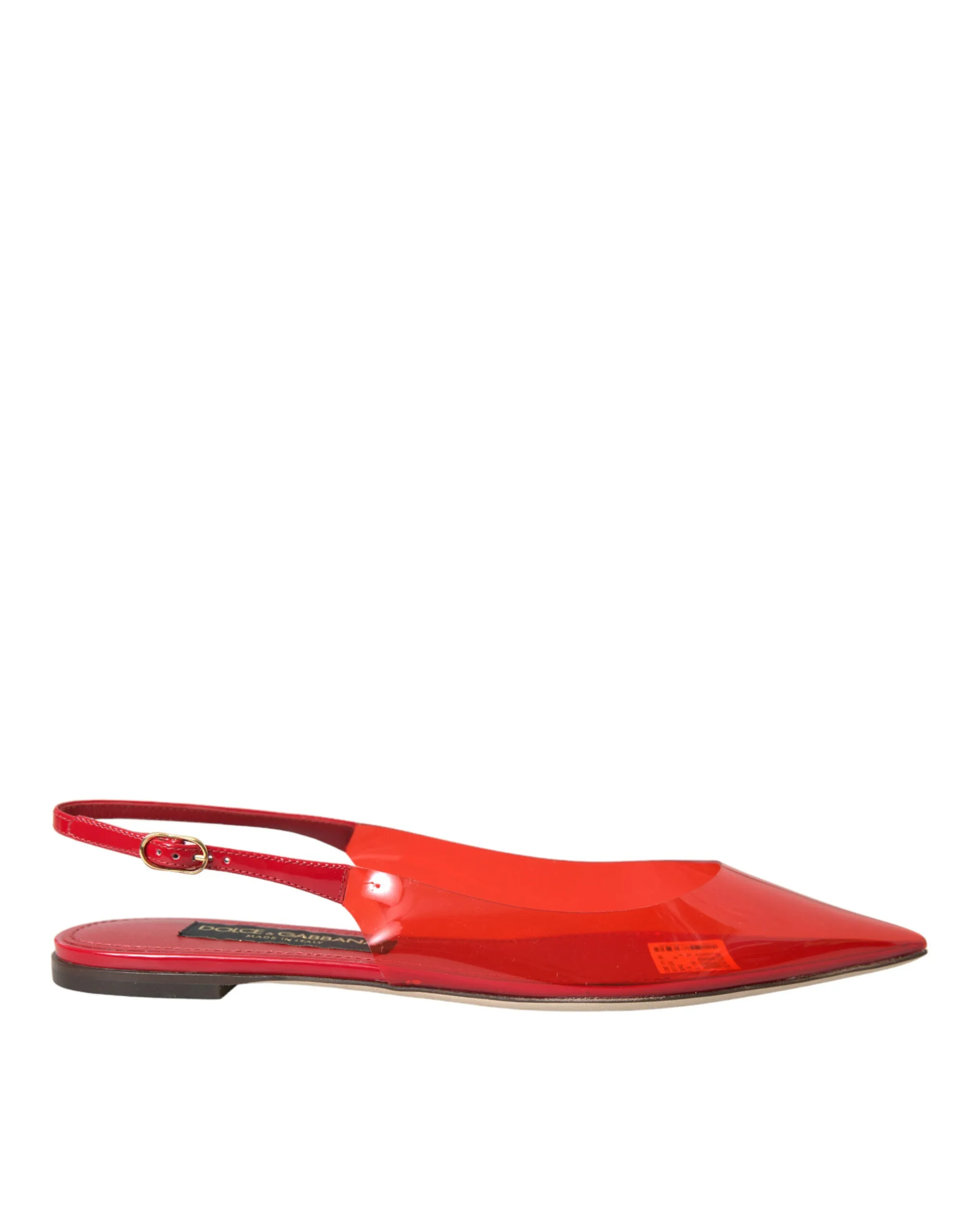 Dolce & Gabbana Women's Red PVC Slingback Clear Flats Sandals Shoes