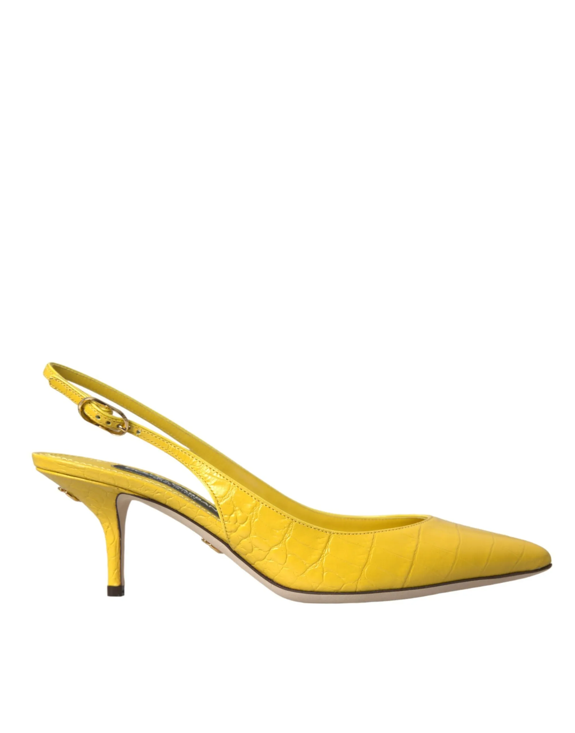 Dolce & Gabbana Women's Yellow Leather Slingbacks Heels Shoes