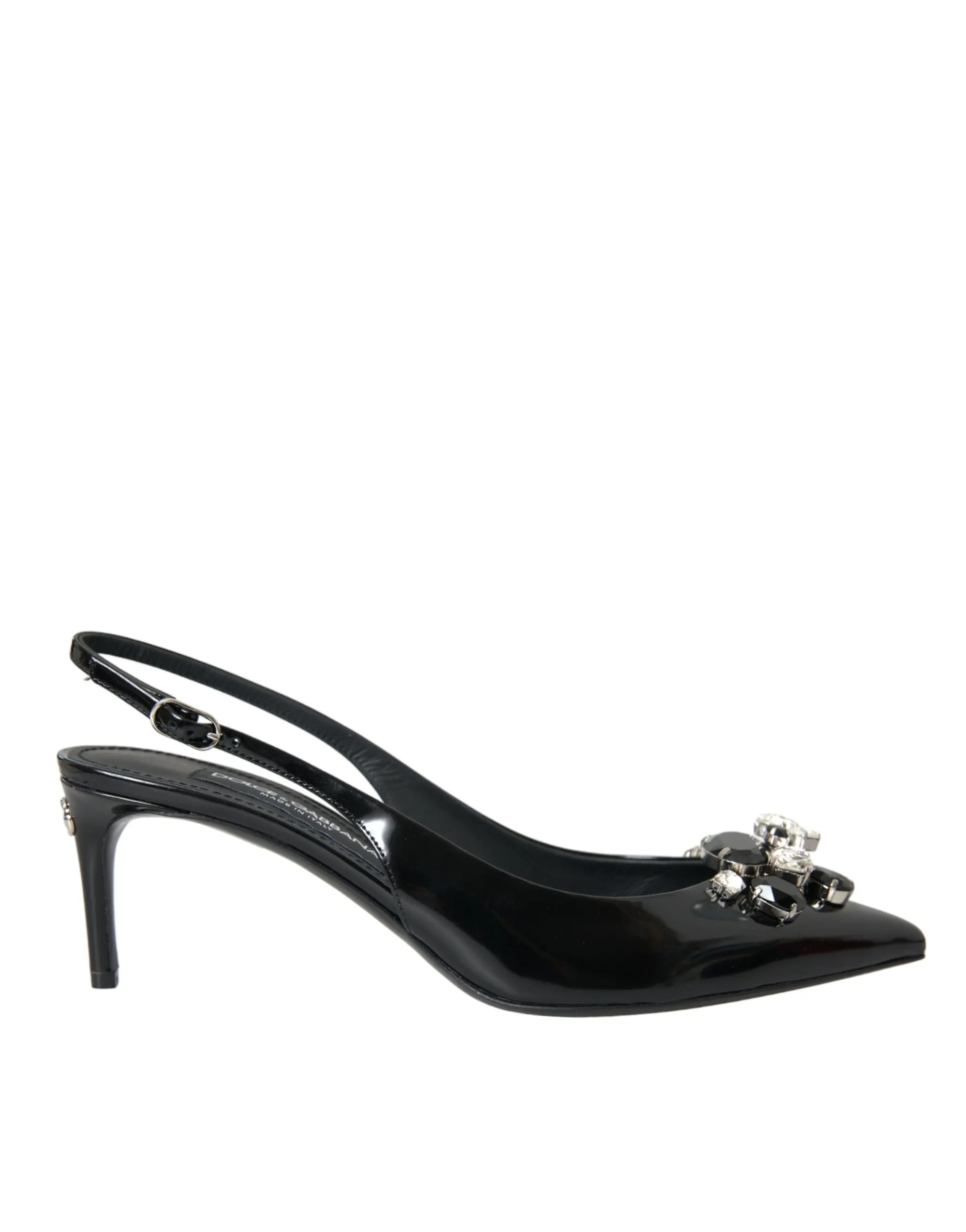 Dolce & Gabbana Women's Black Patent Leather Crystal Slingback Shoes