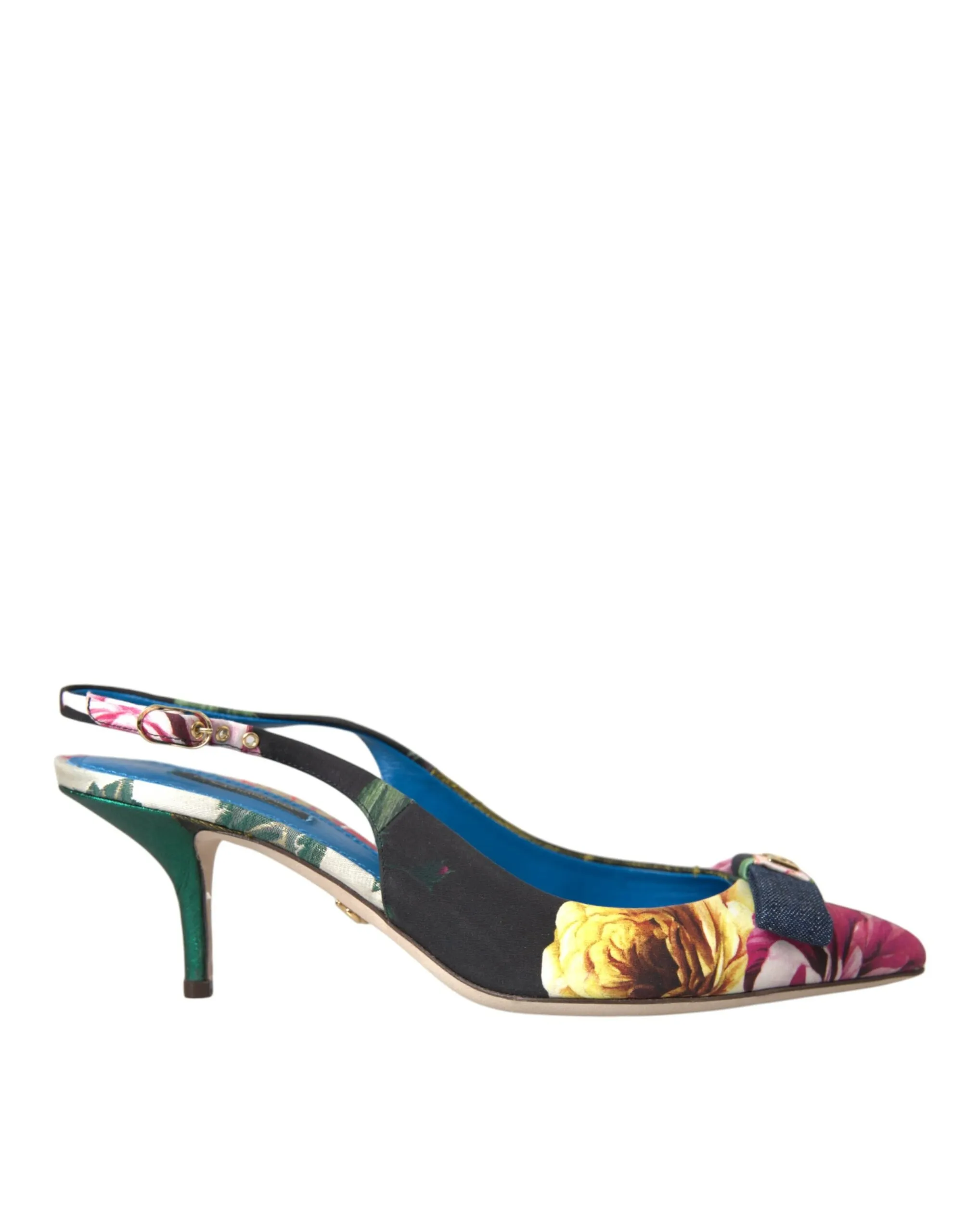 Dolce & Gabbana Women's Multicolor Floral Patchwork Slingbacks Shoes