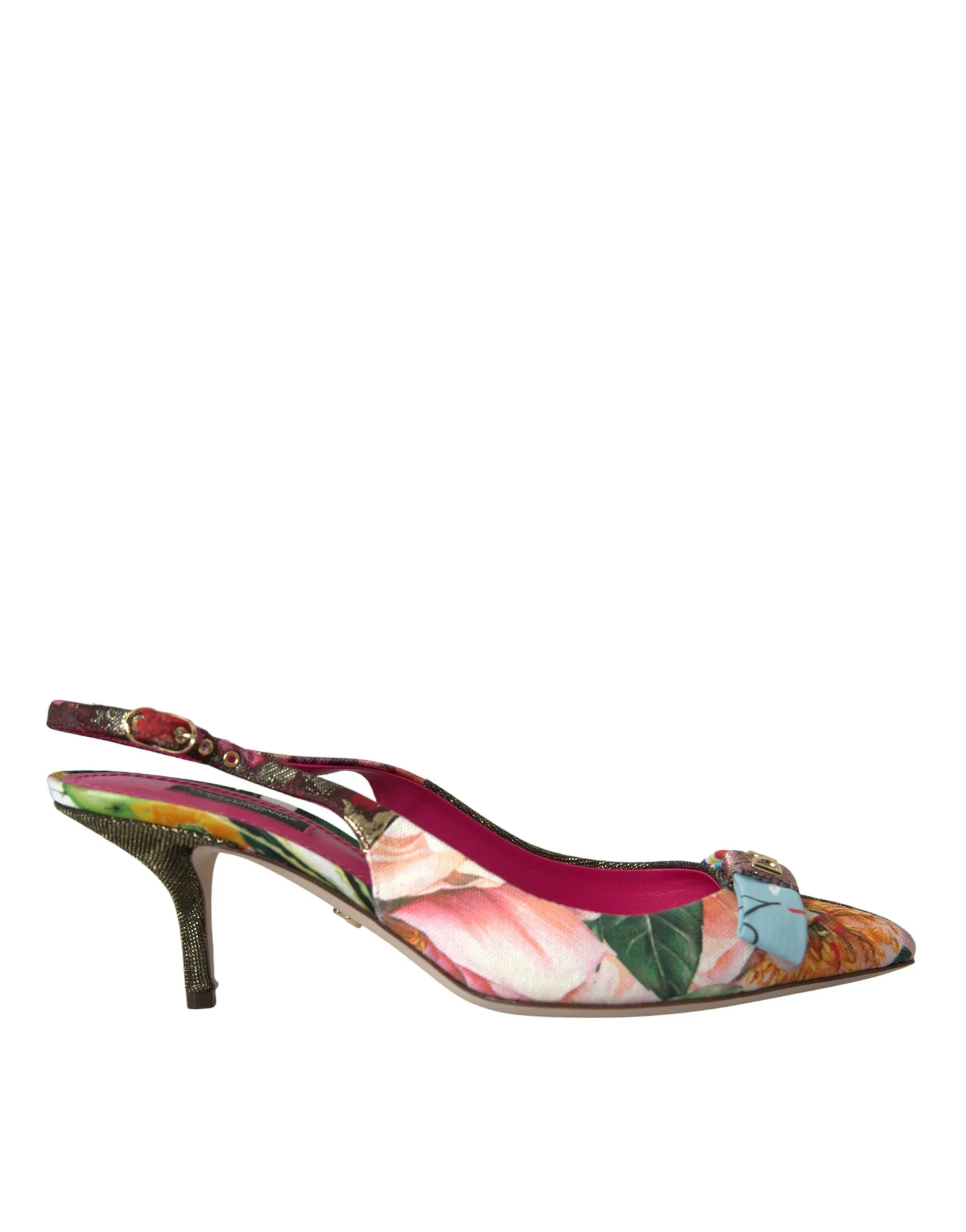 Dolce & Gabbana Women's Multicolor Floral Patchwork Slingbacks Shoes