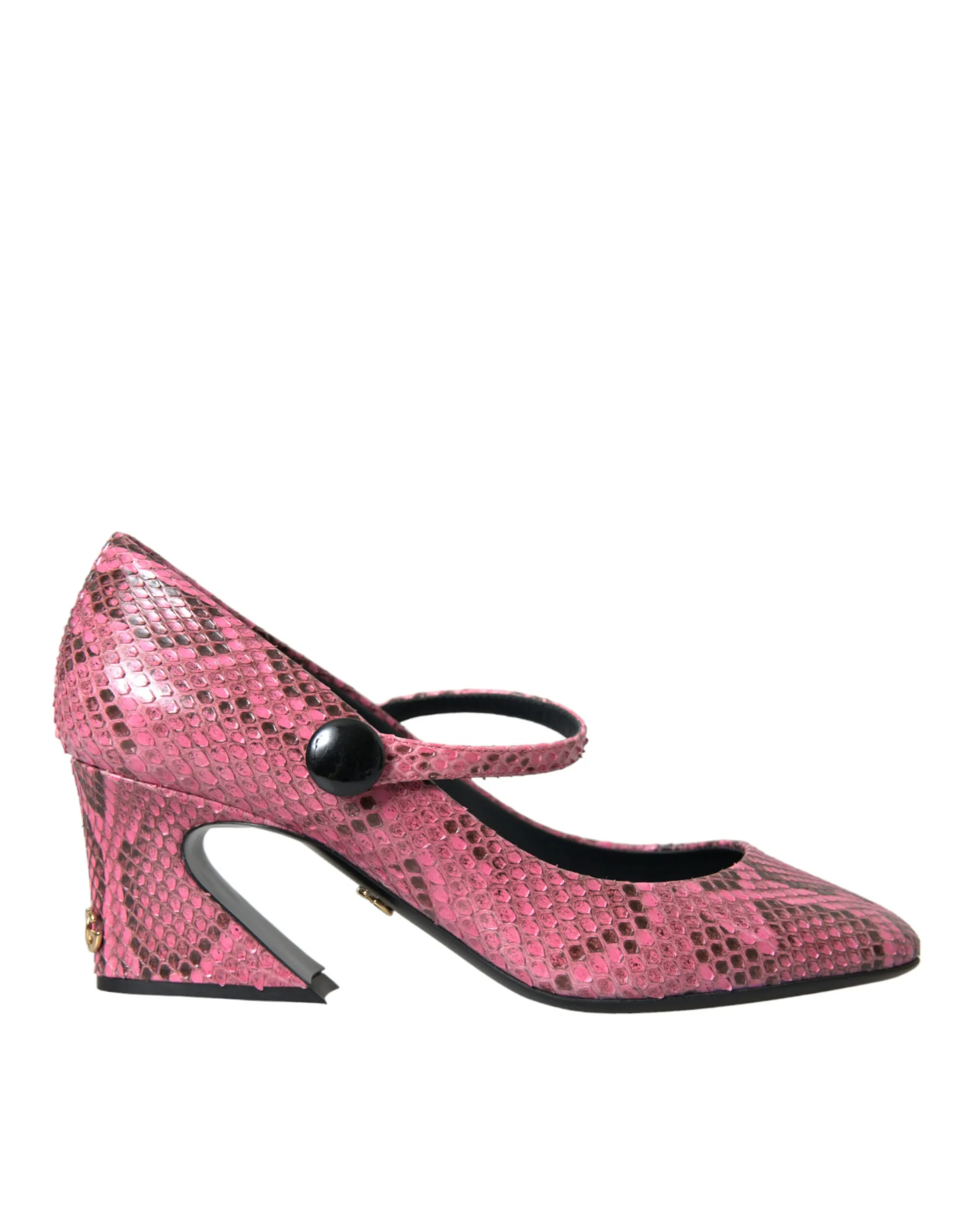 Dolce & Gabbana Women's Pink Python Leather Mary Jane Heels Shoes